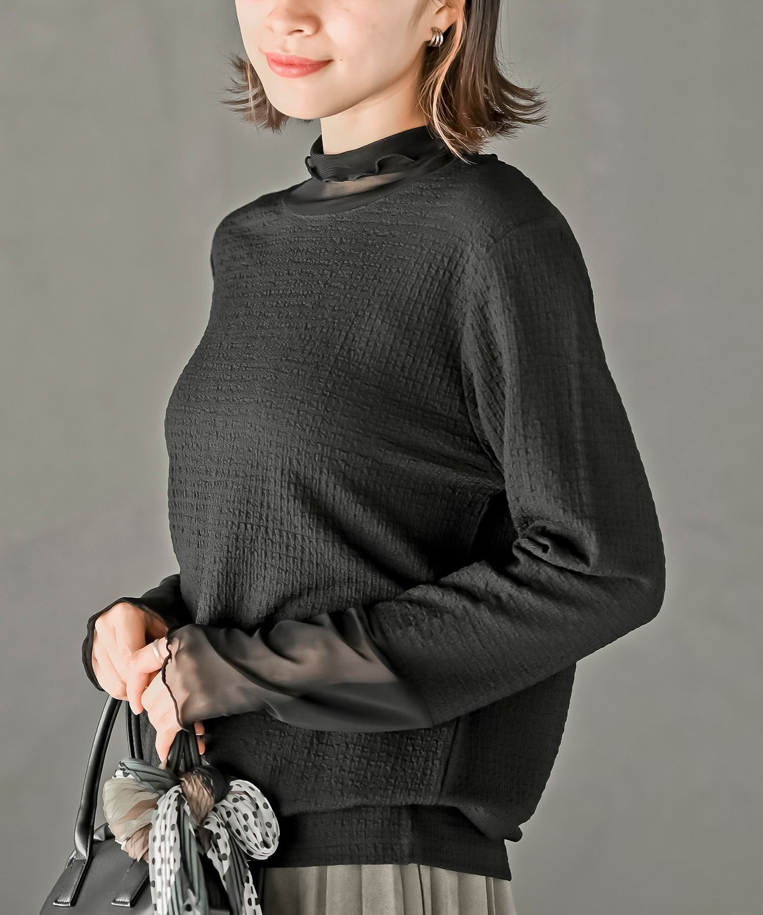 【アールピーエス/rps】のカットシャーリングメッシュ切替プルオーバー インテリア・キッズ・メンズ・レディースファッション・服の通販 founy(ファニー) 　ファッション　Fashion　レディースファッション　Fashion for Women　トップス・カットソー　Cut & Sew Tops　カジュアルプルオーバー・ニットトップス　Pullovers & Knit Tops / Casual Pullovers　カットソー　Cut and Sewn Top　シアー　Sheer, See-Through　シャーリング　Shirring, Ruched　シンプル　Simple, Minimal　ロング　Long, Long-Length　切替　Switching, Contrast Panel　ブラック|ID: prp329100004796543 ipo3291000000034913466