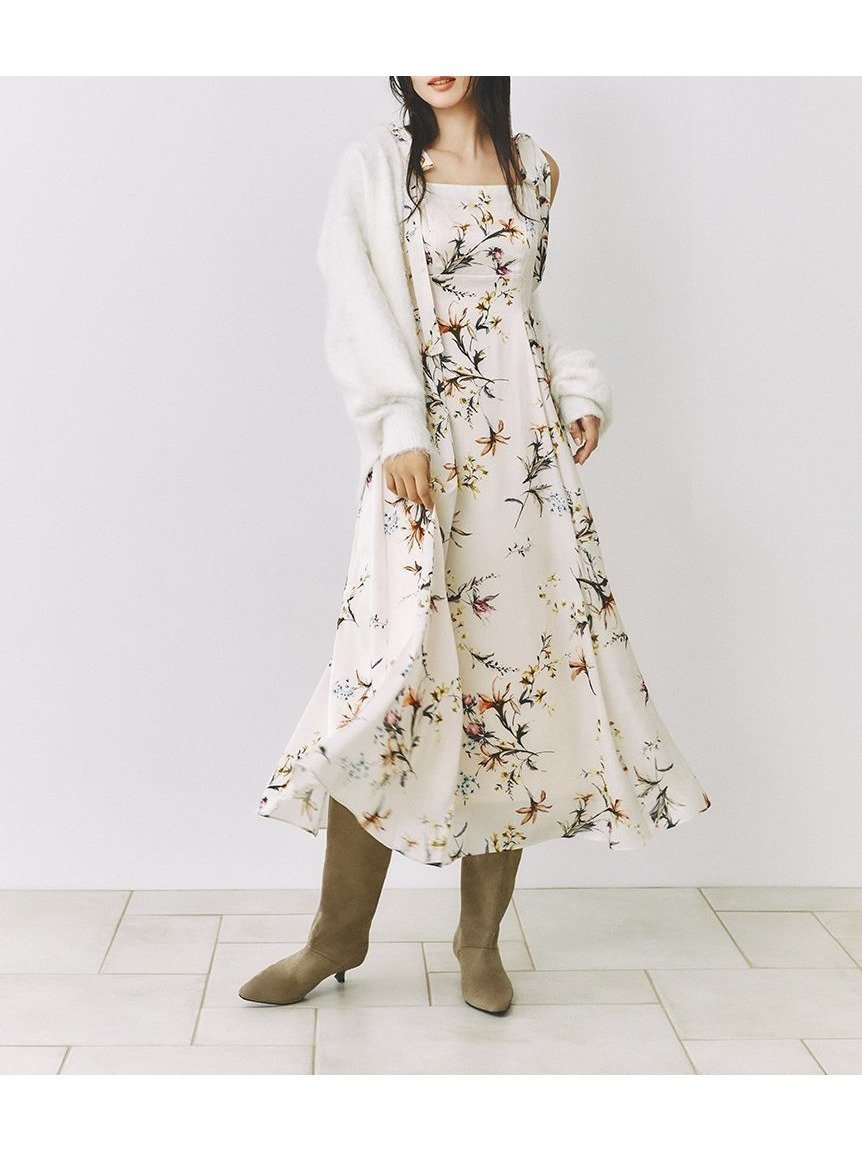 【フレイ アイディー/FRAY I.D】の【限定カラー・00サイズ】リボンディテールフローラルワンピース インテリア・キッズ・メンズ・レディースファッション・服の通販 founy(ファニー) 　ファッション　Fashion　レディースファッション　Fashion for Women　ワンピース　Dresses　秋　Autumn　コレクション　Collection, Seasonal Line　サテン　Satin, Glossy Fabric　シンプル　Simple, Minimal　スマート　Smart, Elegant　ドット　Polka Dot, Dot Pattern　ビッグ　Big, Oversized　フレア　Flare, Flared　リボン　Ribbon, Bow　エレガント 上品　Elegant　MIX[930]|ID: prp329100004796557 ipo3291000000035836010