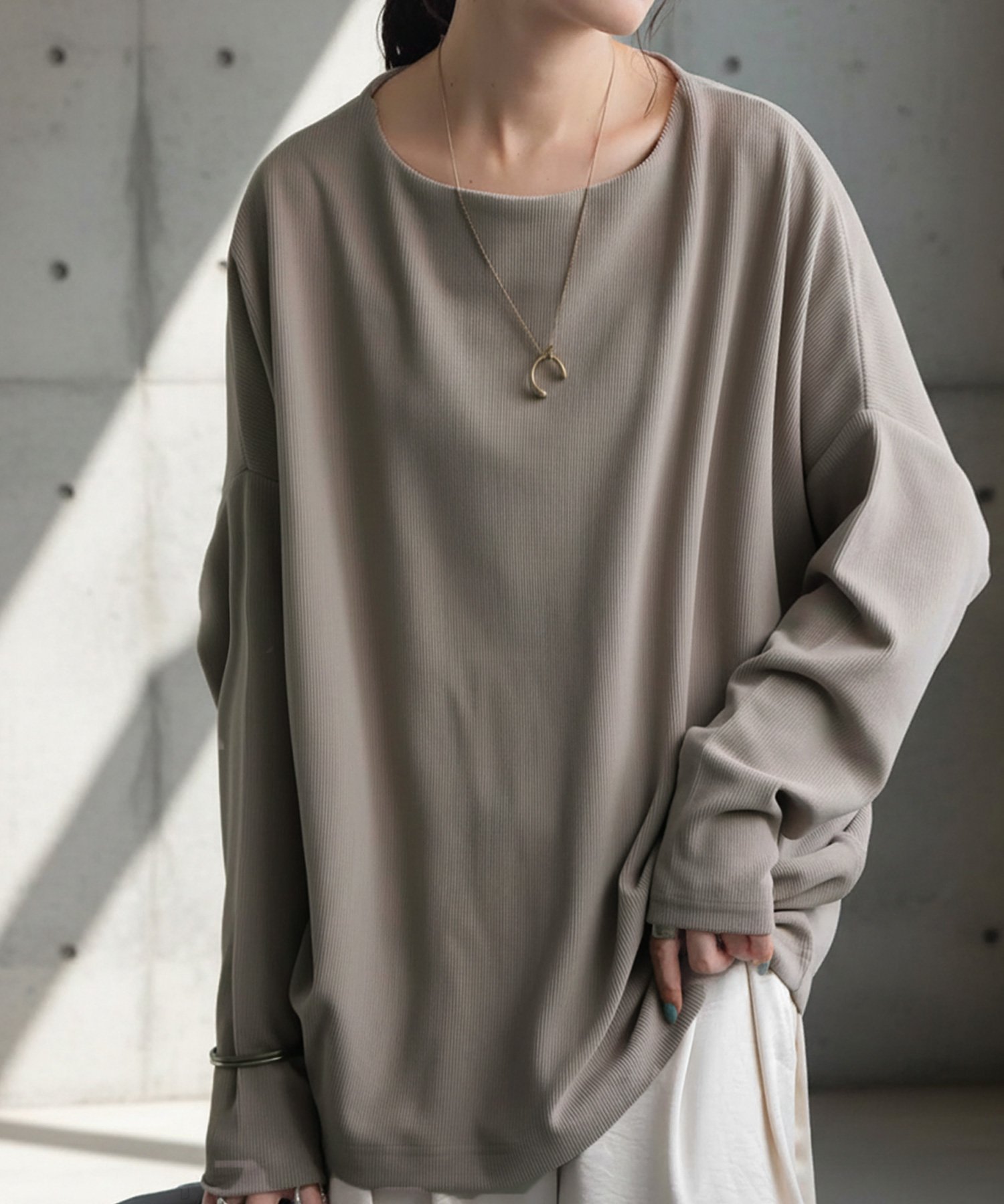 【アンティカ/antiqua】のantiqua アンティカ トップス 起毛 リブ 長袖 AY-00081 インテリア・キッズ・メンズ・レディースファッション・服の通販 founy(ファニー) 　ファッション　Fashion　レディースファッション　Fashion for Women　トップス・カットソー　Cut & Sew Tops　セットアップ　Set-Up, Coordinated Outfit　長袖　Long Sleeve, Full Sleeve　バランス　Balance, Style Balance　パープル　Purple, Violet　無地　Plain, Solid Color　リラックス　Relax, Relaxed Fit　A/W・秋冬　Autumn/Winter　08 ベージュ/ボートネック|ID: prp329100004796564 ipo3291000000035140943