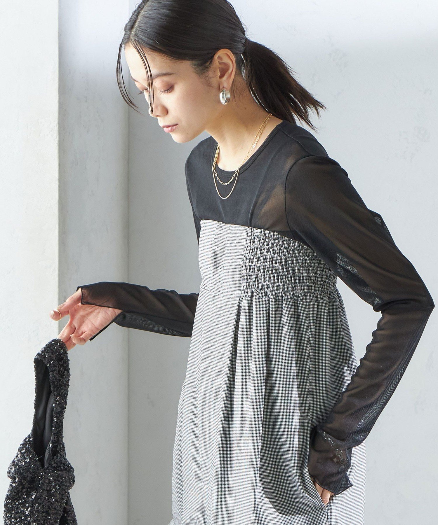 【シップス フォー ウィメン/SHIPS】の手洗い可能 ストレッチ チュール ロング スリーブ TEE インテリア・キッズ・メンズ・レディースファッション・服の通販 founy(ファニー) 　ファッション　Fashion　レディースファッション　Fashion for Women　インナー　Innerwear　キャミワンピース　Cami Dress, Slip Dress　シンプル　Simple, Minimal　ジャケット　Jacket, Outerwear　ストレッチ　Stretch, Stretchy Fabric　スリット　Slit, Slit Detail　スリーブ　Sleeve, Long Sleeve / Short Sleeve　チュール　Tulip, Tulip Motif　デニム　Denim, Jeans Material　リネン　Linen, Linen Fabric　ロング　Long, Long-Length　おすすめ　Recommended / Our Picks　エレガント 上品　Elegant　2025年　2025　2025春夏・S/S　Spring/Summer 2025 SS25　ブラック|ID: prp329100004796601 ipo3291000000035124209