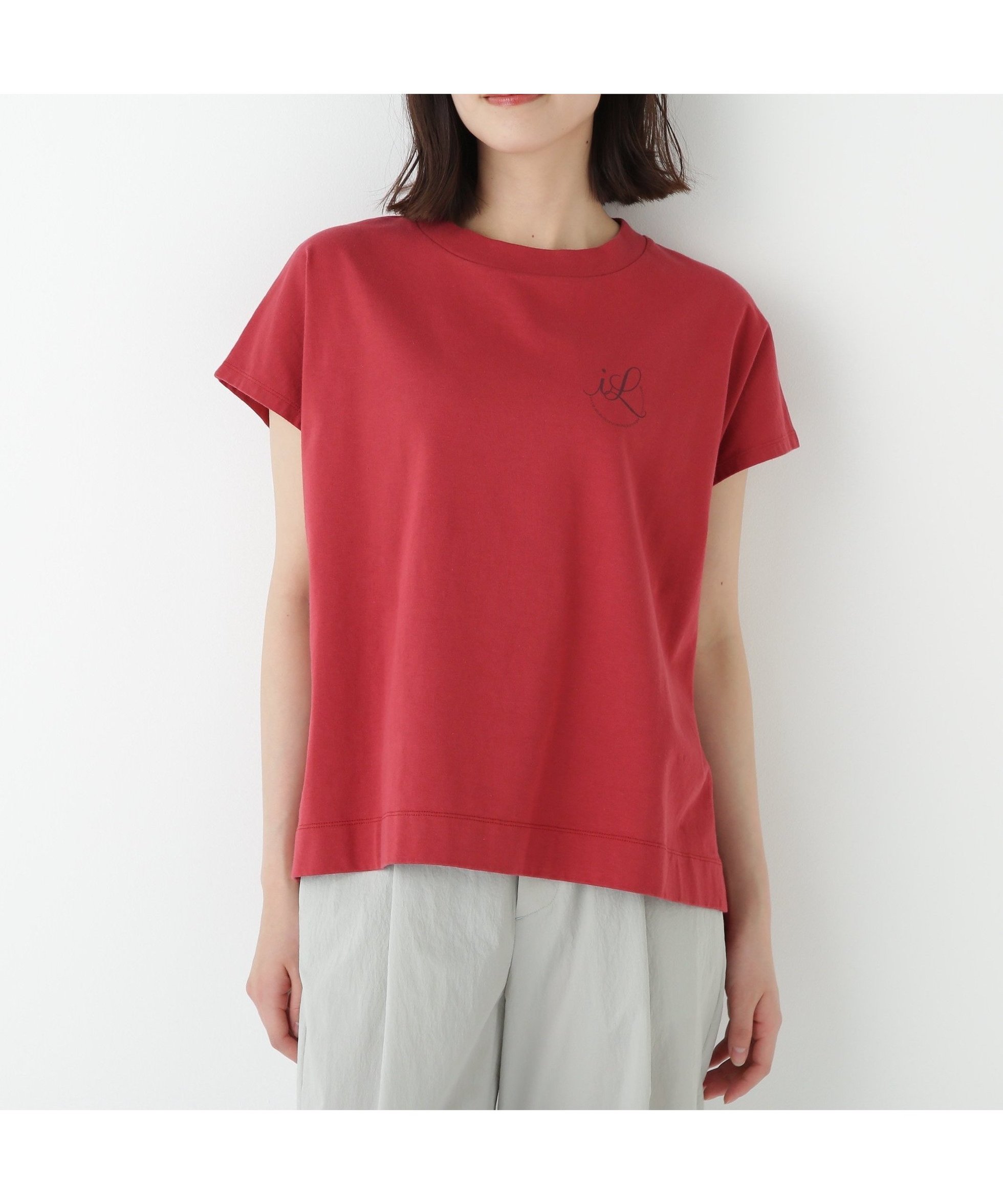 【ヒューマンウーマン/HUMAN WOMAN】のサークルロゴTシャツ インテリア・キッズ・メンズ・レディースファッション・服の通販 founy(ファニー) 　ファッション　Fashion　レディースファッション　Fashion for Women　トップス・カットソー　Cut & Sew Tops　シャツ・ブラウス・オフィスカジュアル　Elegant Blouses & Button-Ups　ロングTシャツ・Tシャツ　Longline T-Shirts & Tees　おすすめ　Recommended / Our Picks　サークル　Circle, Round Design　シンプル　Simple, Minimal　スタンダード　Standard, Basic　スリーブ　Sleeve, Long Sleeve / Short Sleeve　フレンチ　French, French Style　ベーシック　Basic, Essential　ボトム　Bottoms, Lower Wear　ロング　Long, Long-Length　レッド|ID: prp329100004796628 ipo3291000000035085719