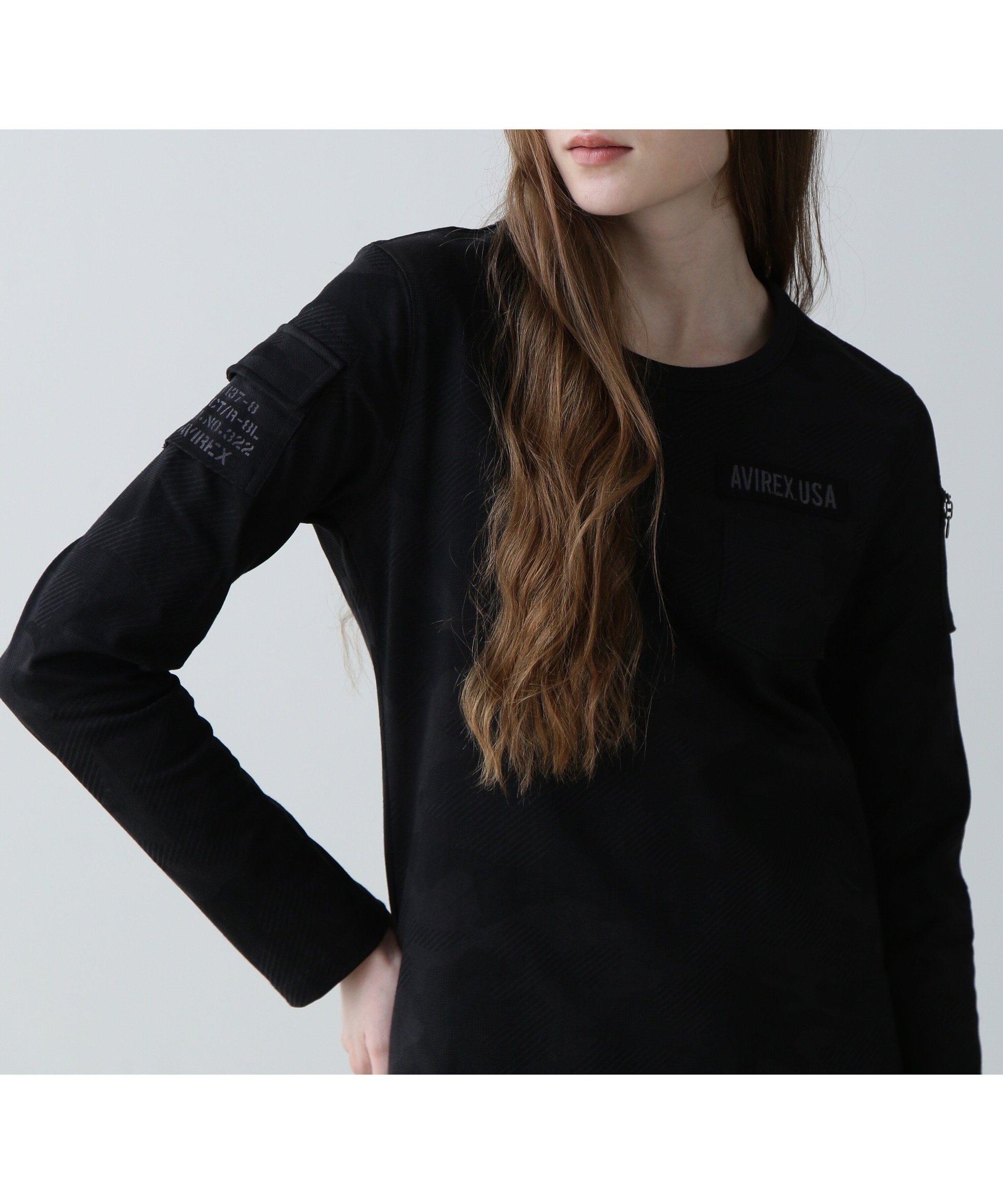 【アヴィレックス/AVIREX】のFATIGUE L/S T-SHIRT/ ファティーグロングスリーブTシャツ インテリア・キッズ・メンズ・レディースファッション・服の通販 founy(ファニー) 　ファッション　Fashion　レディースファッション　Fashion for Women　トップス・カットソー　Cut & Sew Tops　シャツ・ブラウス・オフィスカジュアル　Elegant Blouses & Button-Ups　ロングTシャツ・Tシャツ　Longline T-Shirts & Tees　スリーブ　Sleeve, Long Sleeve / Short Sleeve　定番　Standard, Basic Item　ポケット　Pocket, Pocket Detail　ミリタリー　Military, Army Style　ロング　Long, Long-Length　ブラックカモ2|ID: prp329100004796639 ipo3291000000034995400