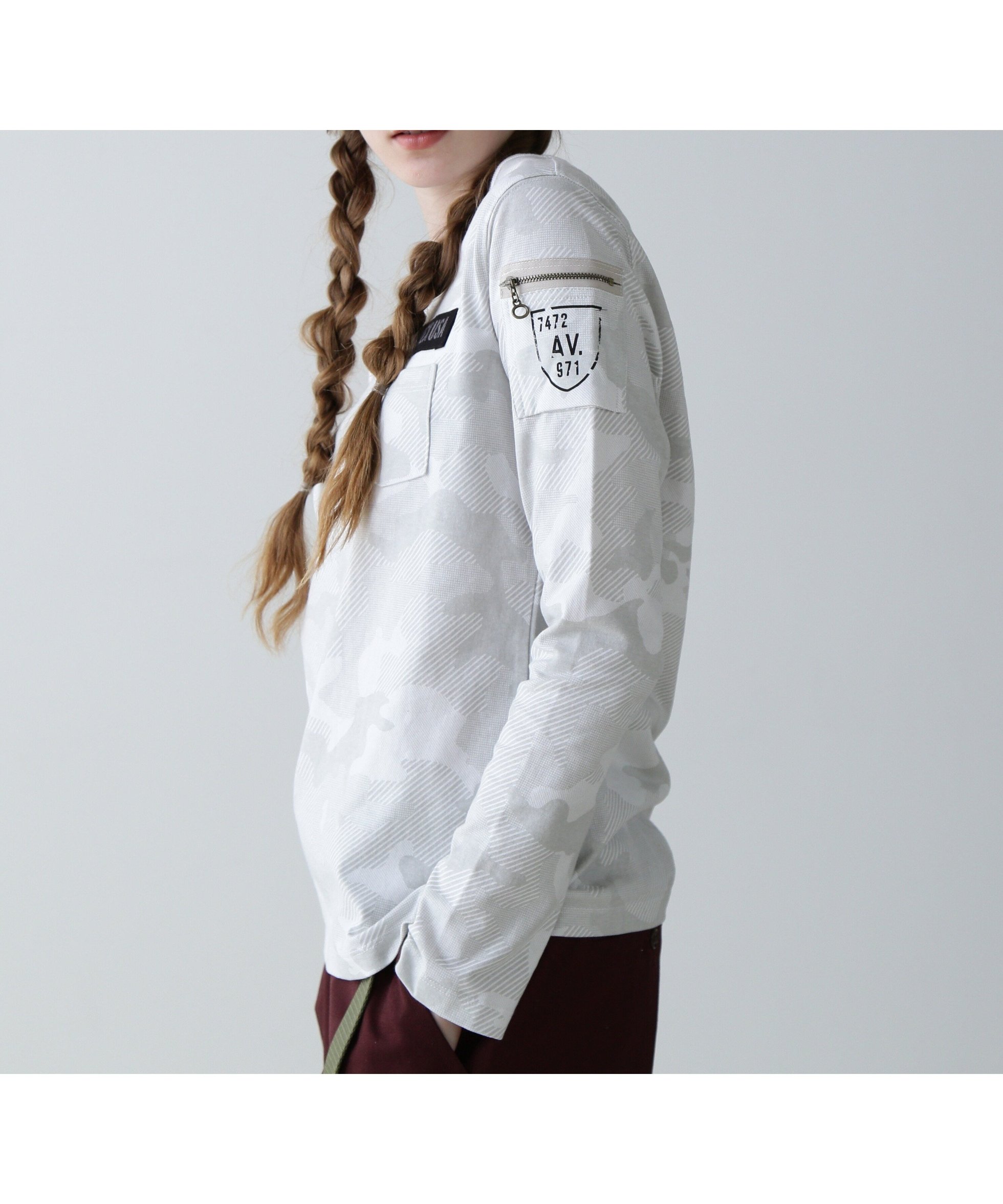 【アヴィレックス/AVIREX】のFATIGUE L/S T-SHIRT/ ファティーグロングスリーブTシャツ インテリア・キッズ・メンズ・レディースファッション・服の通販 founy(ファニー) 　ファッション　Fashion　レディースファッション　Fashion for Women　トップス・カットソー　Cut & Sew Tops　シャツ・ブラウス・オフィスカジュアル　Elegant Blouses & Button-Ups　ロングTシャツ・Tシャツ　Longline T-Shirts & Tees　スリーブ　Sleeve, Long Sleeve / Short Sleeve　定番　Standard, Basic Item　ポケット　Pocket, Pocket Detail　ミリタリー　Military, Army Style　ロング　Long, Long-Length　ホワイトカモ34|ID: prp329100004796639 ipo3291000000034995406