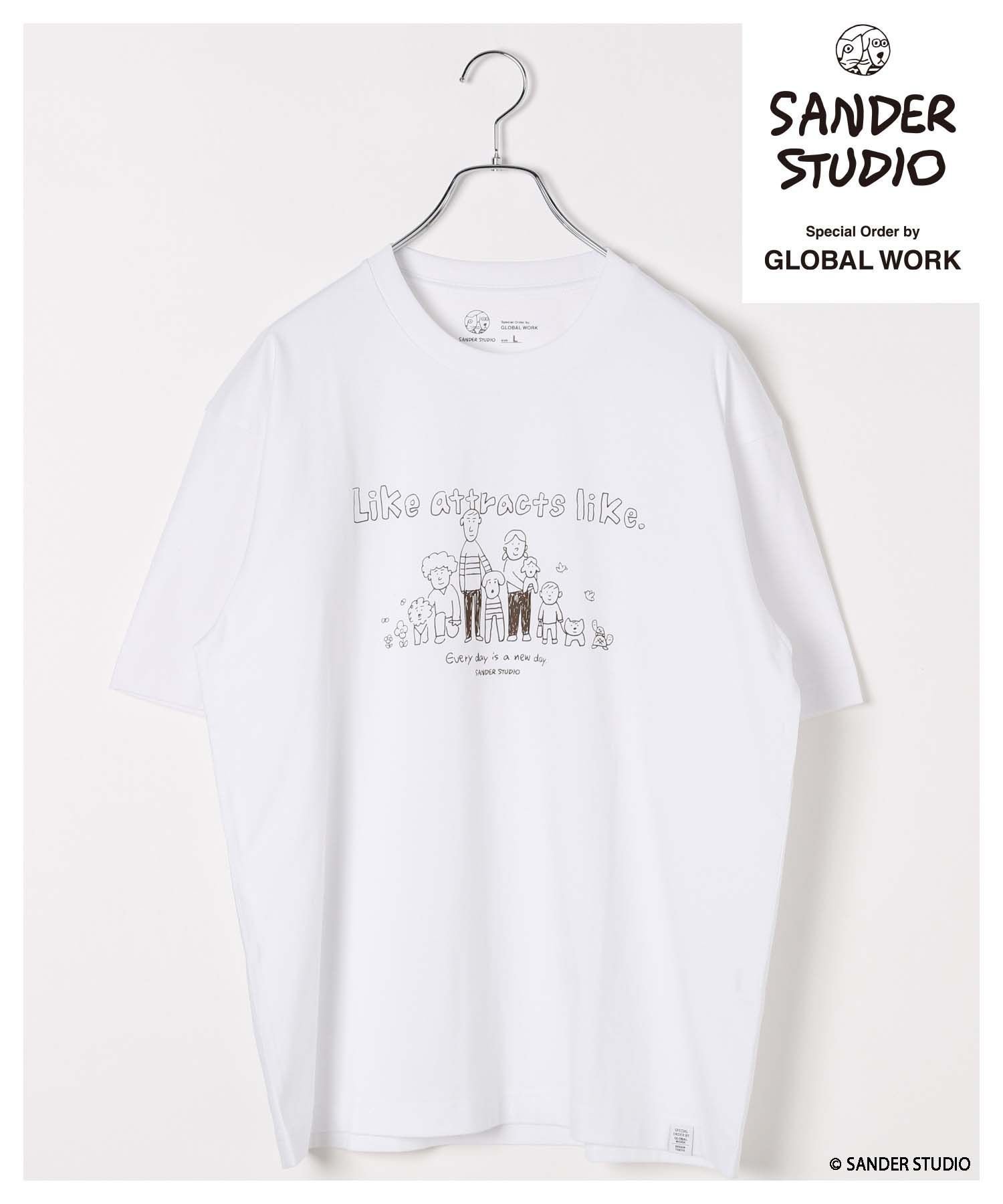 【グローバルワーク/GLOBAL WORK】のSANDER STUDIO Tシャツ/323526 インテリア・キッズ・メンズ・レディースファッション・服の通販 founy(ファニー) ファッション Fashion レディースファッション Fashion for Women トップス・カットソー Cut & Sew Tops シャツ・ブラウス・オフィスカジュアル Elegant Blouses & Button-Ups ロングTシャツ・Tシャツ Longline T-Shirts & Tees おすすめ Recommended / Our Picks イラスト Illustration キャラクター Character, Licensed Characters グラフィック Graphic, Graphic Design コラボ Collaboration, Collab スペシャル Special, Limited Edition リラックス Relax, Relaxed Fit ワイド Wide, Wide Fit ワーク Workwear, Utility Style ホワイト全員集合03|ID: prp329100004796709 ipo3291000000035025979