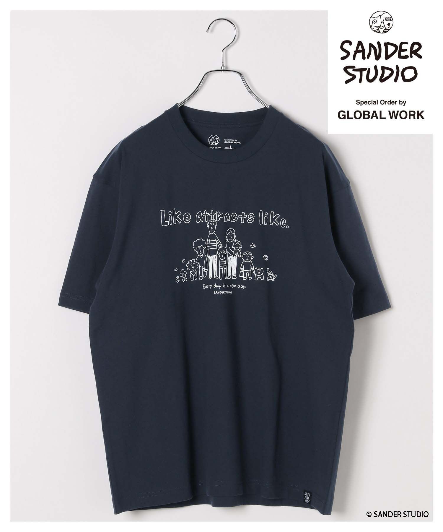 【グローバルワーク/GLOBAL WORK】のSANDER STUDIO Tシャツ/323526 インテリア・キッズ・メンズ・レディースファッション・服の通販 founy(ファニー) ファッション Fashion レディースファッション Fashion for Women トップス・カットソー Cut & Sew Tops シャツ・ブラウス・オフィスカジュアル Elegant Blouses & Button-Ups ロングTシャツ・Tシャツ Longline T-Shirts & Tees おすすめ Recommended / Our Picks イラスト Illustration キャラクター Character, Licensed Characters グラフィック Graphic, Graphic Design コラボ Collaboration, Collab スペシャル Special, Limited Edition リラックス Relax, Relaxed Fit ワイド Wide, Wide Fit ワーク Workwear, Utility Style ネイビー全員集合88|ID: prp329100004796709 ipo3291000000035025989