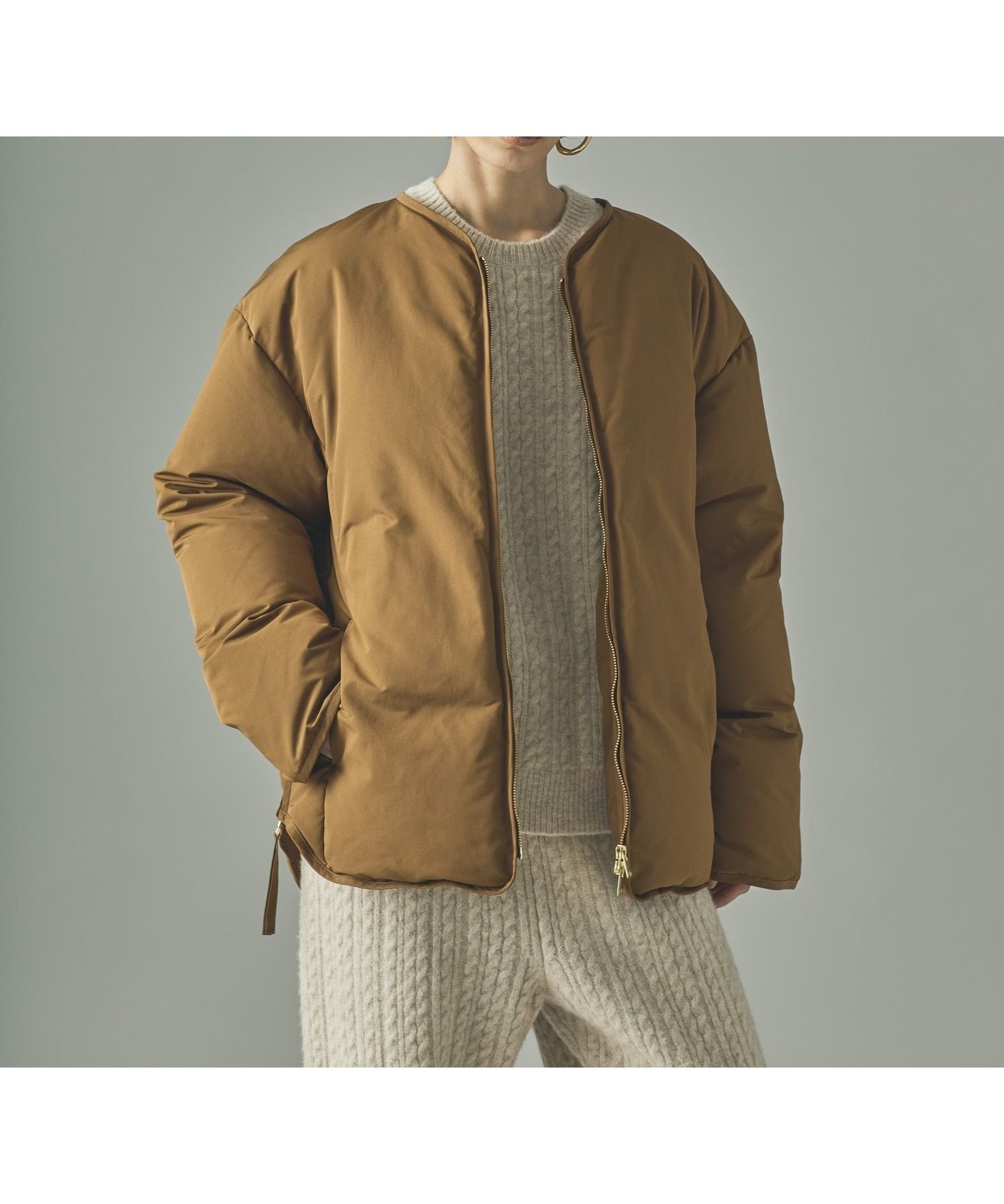 【カレンソロジー/Curensology】のサイドジップノーカラーダウンジャケット インテリア・キッズ・メンズ・レディースファッション・服の通販 founy(ファニー) ファッション Fashion レディースファッション Fashion for Women アウター Coat / Outerwear Collection レディースジャケット・軽アウター Jackets インナー Innerwear エレガント 上品 Elegant サイドジップ Side Zip, Side Zipper シンプル Simple, Minimal ダウン Down, Puffer バランス Balance, Style Balance フロント Front, Front Design ベーシック Basic, Essential キャメル|ID: prp329100004796724 ipo3291000000034801972