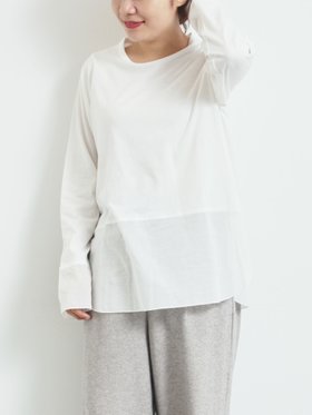 【サマンサモスモス/Samansa Mos2】の布帛切替ロンT 人気、トレンドファッション・服の通販 founy(ファニー) ファッション Fashion レディースファッション Fashion for Women トップス・カットソー Cut & Sew Tops ロングTシャツ・Tシャツ Longline T-Shirts & Tees シンプル Simple, Minimal デニム Denim, Jeans Material ロング Long, Long-Length エレガント 上品 Elegant 切替 Switching, Contrast Panel |ID:prp329100004796749