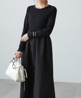 【フリーズマート/FREE'S MART】の布帛ドッキングクルーネックワンピース 人気、トレンドファッション・服の通販 founy(ファニー) ファッション Fashion レディースファッション Fashion for Women ワンピース Dresses ギャザー Gathered, Ruffled タフタ Taffeta, Structured Fabric ドッキング Docking, Mixed Material エレガント 上品 Elegant |ID:prp329100004796791