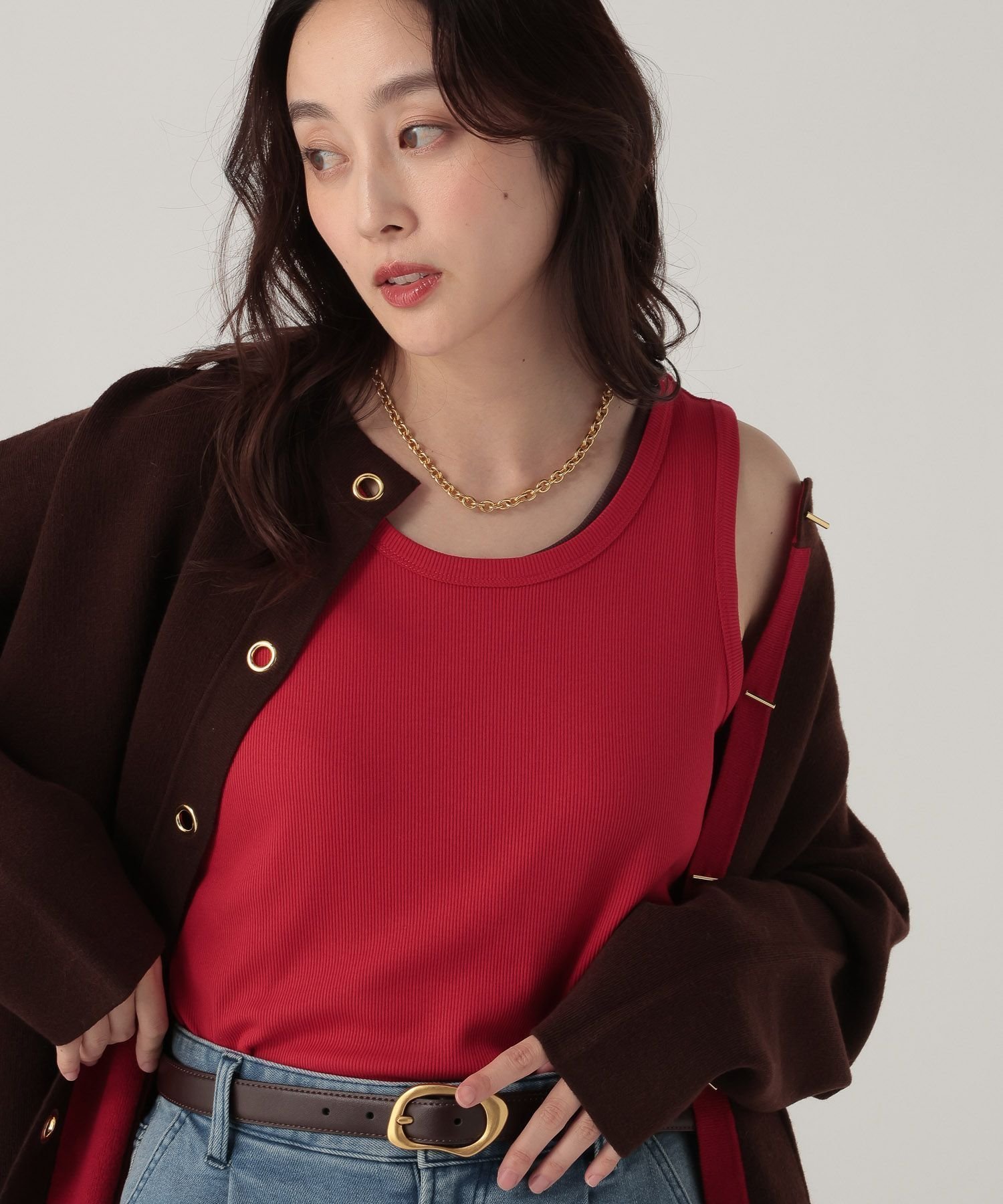 【エルーラ/Elura】のプレーンリブタンク/598154 インテリア・キッズ・メンズ・レディースファッション・服の通販 founy(ファニー) 　ファッション　Fashion　レディースファッション　Fashion for Women　なめらか　Smooth, Silky Texture　インナー　Innerwear　カーディガン　Cardigan, Knitwear　ショルダー　Shoulder, Shoulder Strap　シンプル　Simple, Minimal　ジャケット　Jacket, Outerwear　タンク　Tank Top, Sleeveless Top　フィット　Fit, Slim Fit　エレガント 上品　Elegant　夏　Summer　秋　Autumn　【新色】レッド35|ID: prp329100004796793 ipo3291000000035118172