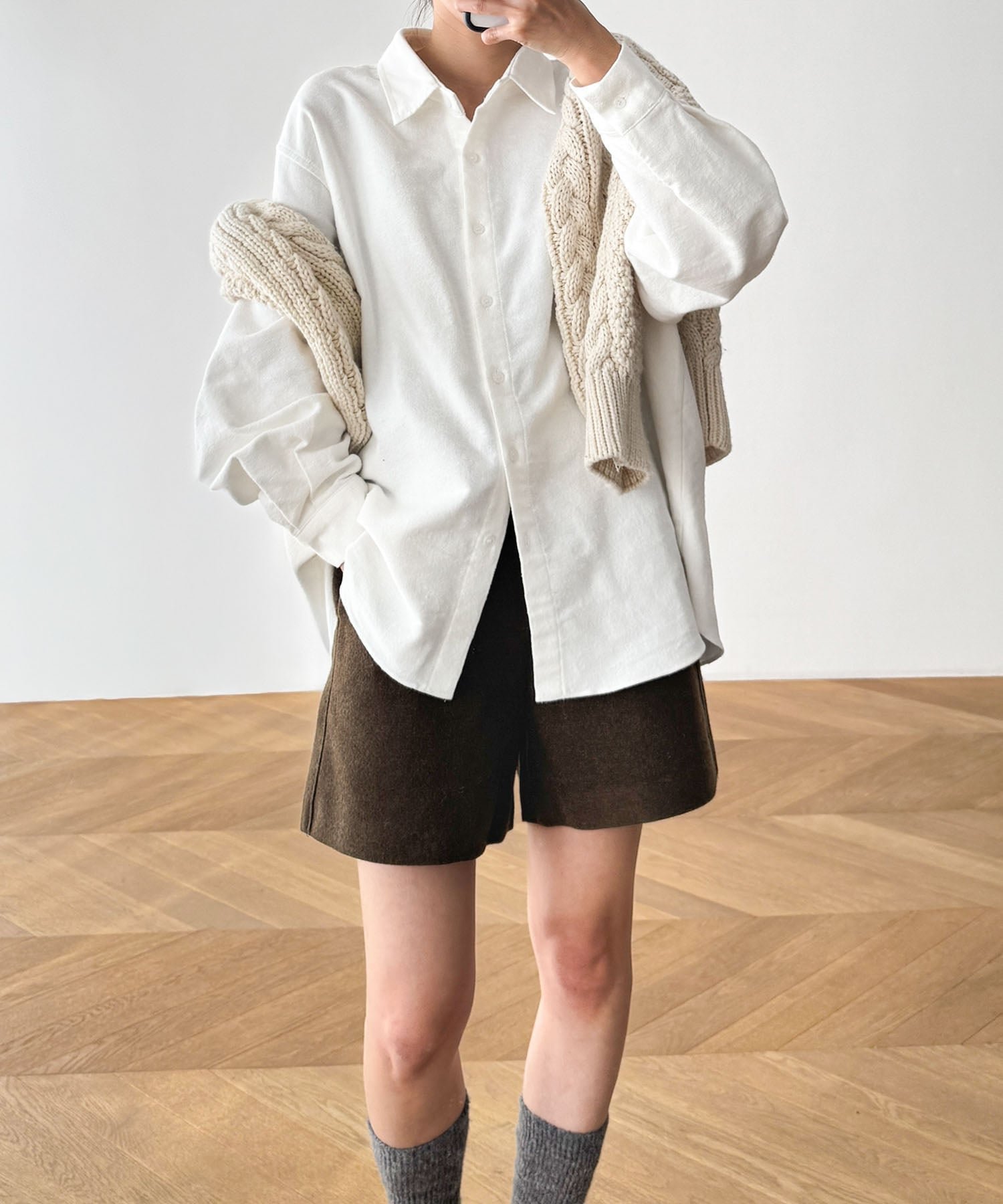 【キャナルジーン/CANAL JEAN】のEl mar コットンネルシャツ インテリア・キッズ・メンズ・レディースファッション・服の通販 founy(ファニー) ファッション Fashion レディースファッション Fashion for Women トップス・カットソー Cut & Sew Tops シャツ・ブラウス・オフィスカジュアル Elegant Blouses & Button-Ups おすすめ Recommended / Our Picks インナー Innerwear スウェット / スエット Sweatshirt, Sweatwear A/W・秋冬 Autumn/Winter ホワイト|ID: prp329100004796884 ipo3291000000034803471