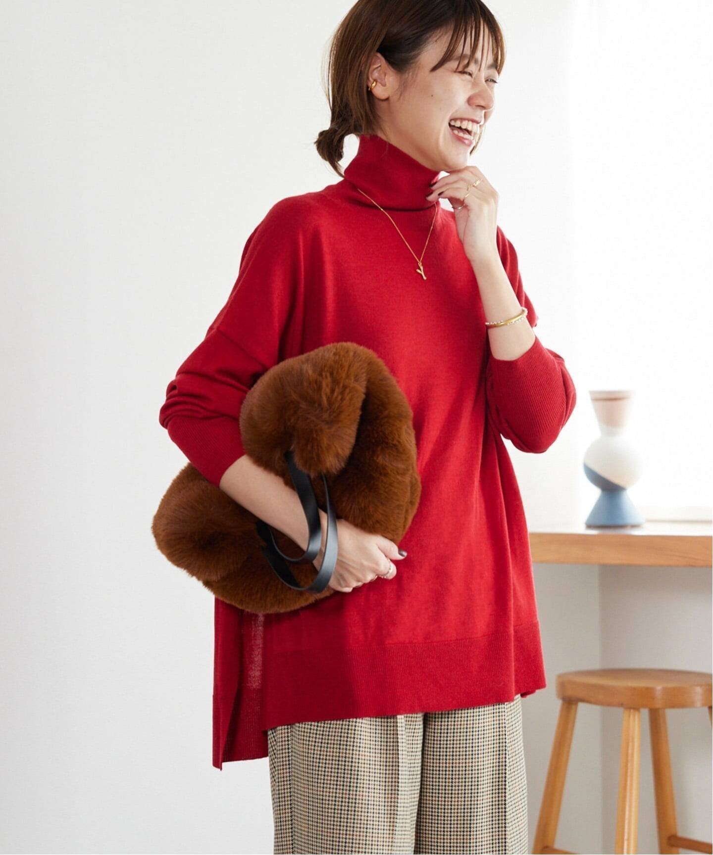 【ジャーナルスタンダード レリューム/JOURNAL STANDARD relume】の《追加4 / 一部WEB限定》BiellaYarnワイドタートルネック インテリア・キッズ・メンズ・レディースファッション・服の通販 founy(ファニー) 　ファッション　Fashion　レディースファッション　Fashion for Women　トップス・カットソー　Cut & Sew Tops　タートルネック・ハイネックトップス　Turtlenecks & High-Neck Tops　インナー　Innerwear　カーディガン　Cardigan, Knitwear　スリット　Slit, Slit Detail　タートルネック　Turtleneck, High Neck　ダウン　Down, Puffer　デニム　Denim, Jeans Material　ロング　Long, Long-Length　ワイド　Wide, Wide Fit　2025年　2025　2025-2026秋冬・A/W　Autumn/Winter 2025–26 AW25–26　レッド|ID: prp329100004796885 ipo3291000000034803478