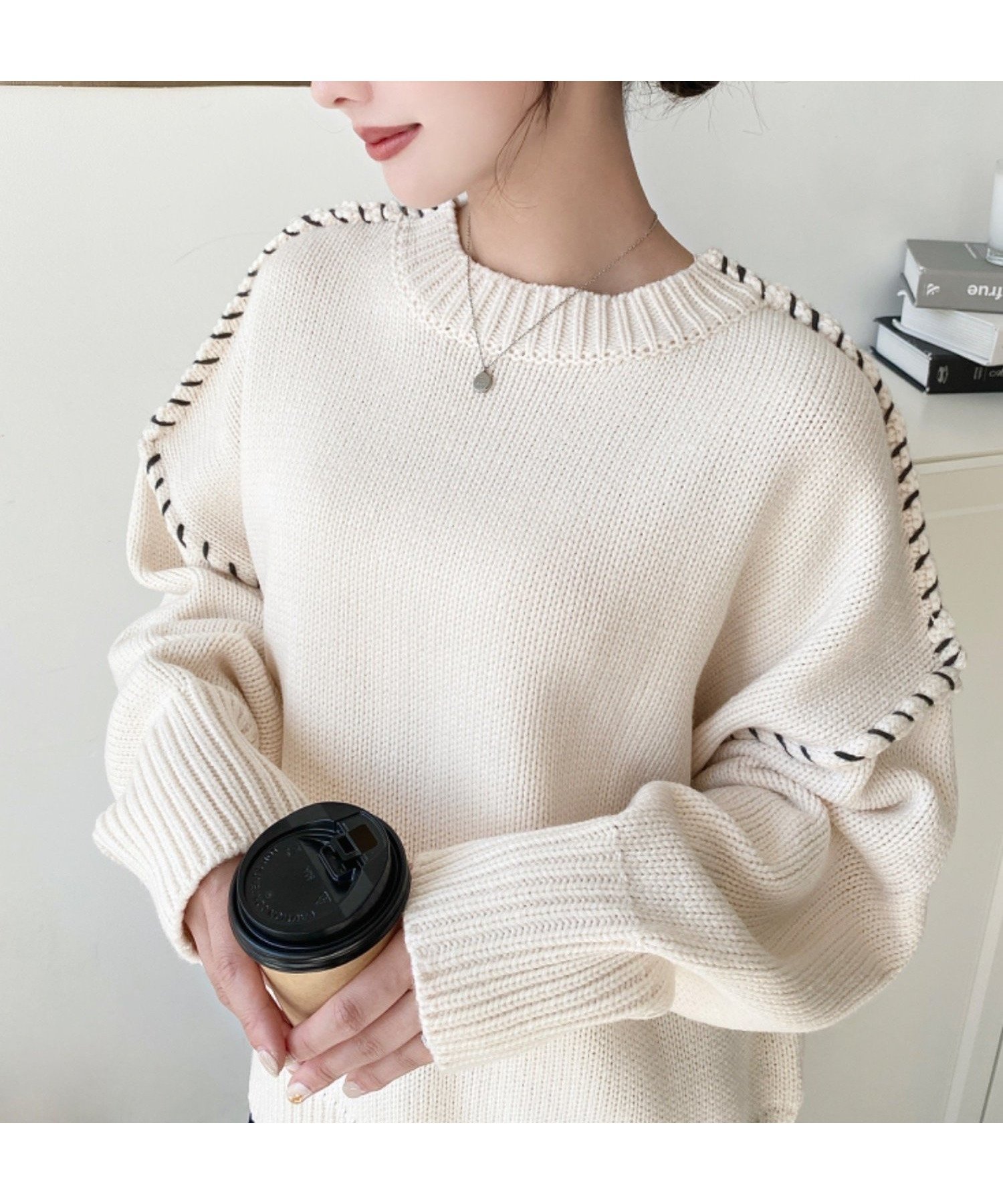 【モーメントプラス/moment+ / MEN】の配色ハンドステッチニットプルオーバー 人気、トレンドファッション・服の通販 founy(ファニー) 　ファッション　Fashion　メンズファッション　Fashion for Men　トップス・カットソー　Cut & Sew Tops　ニット・セーター / 定番トップス　Knit Tops & Sweaters　カットソー　Cut and Sewn Top　ショルダー　Shoulder, Shoulder Strap　シンプル　Simple, Minimal　デニム　Denim, Jeans Material　トレンド　Trend, Trending Now　ドロップ　Drop Shoulder, Dropped Style　ハンド　Hand, Handmade　バランス　Balance, Style Balance　ベーシック　Basic, Essential　ボトム　Bottoms, Lower Wear　無地　Plain, Solid Color　ワイドリブ　Wide Rib, Wide Ribbed Knit　再入荷　Restock / Back in Stock　プチプライス・低価格　Affordable / Budget Price　 other-1|ID: prp329100004797079 ipo3291000000034804858