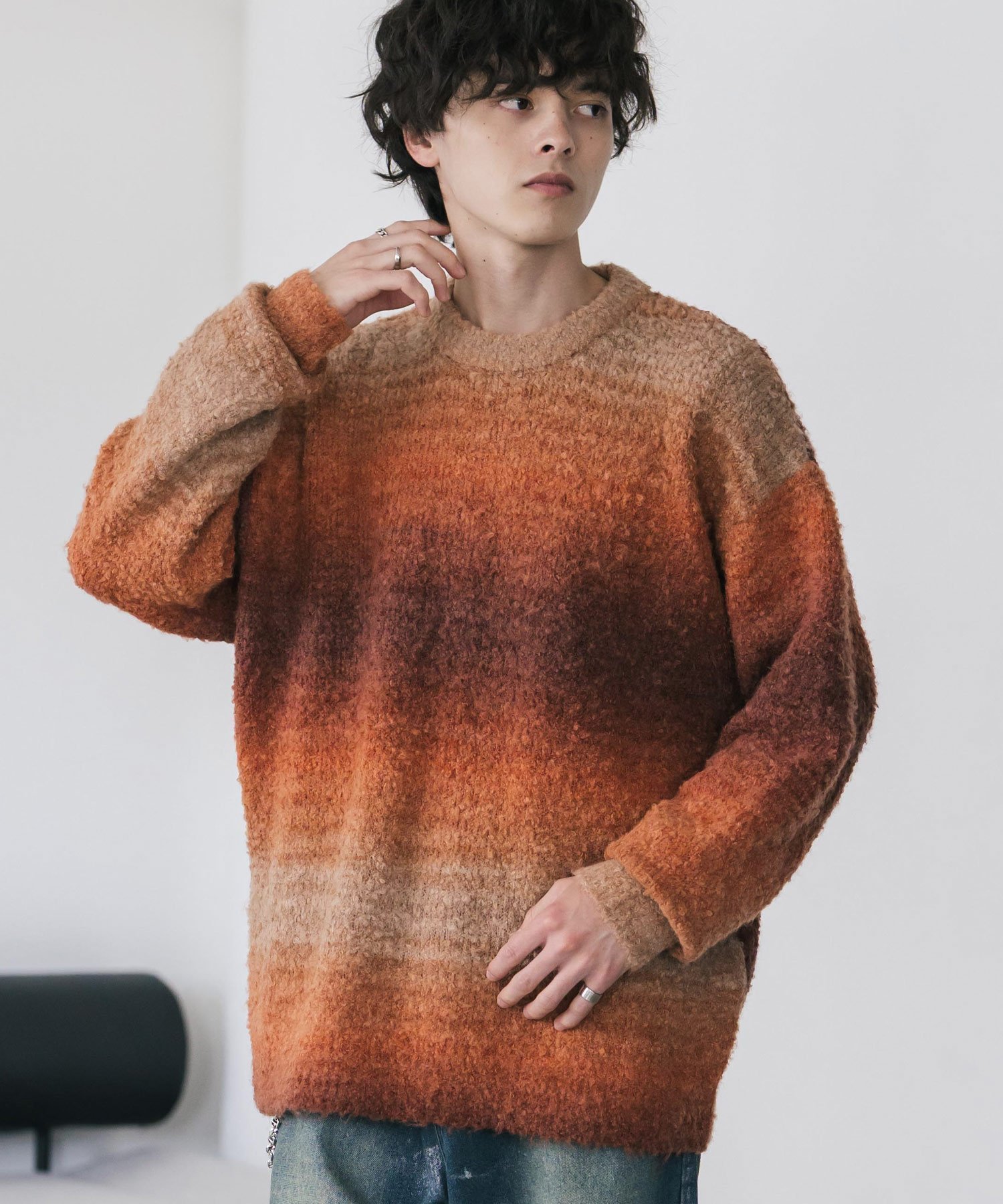 【ロッキーモンロー/Rocky Monroe】のブークレー段染めグラデーションボーダー柄オーバーサイズクルーニット インテリア・キッズ・メンズ・レディースファッション・服の通販 founy(ファニー) ファッション Fashion レディースファッション Fashion for Women トップス・カットソー Cut & Sew Tops ニット Knit Tops & Sweaters イエロー Yellow インナー Innerwear カットソー Cut and Sewn Top グラデーション Gradient, Ombre ハイネック High Neck, Mock Neck バランス Balance, Style Balance ボーダー Border, Stripe メンズ Men's, Menswear リラックス Relax, Relaxed Fit ワイド Wide, Wide Fit 再入荷 Restock / Back in Stock おすすめ Recommended / Our Picks エレガント 上品 Elegant 2025年 2025 2025-2026秋冬・A/W Autumn/Winter 2025–26 AW25–26 オレンジ|ID: prp329100004797081 ipo3291000000034894569