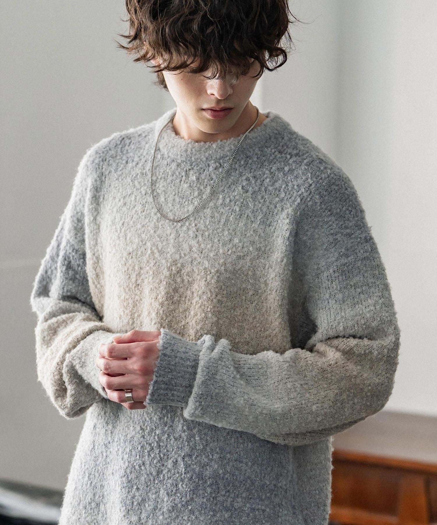 【ロッキーモンロー/Rocky Monroe】のブークレー段染めグラデーションボーダー柄オーバーサイズクルーニット インテリア・キッズ・メンズ・レディースファッション・服の通販 founy(ファニー) ファッション Fashion レディースファッション Fashion for Women トップス・カットソー Cut & Sew Tops ニット Knit Tops & Sweaters イエロー Yellow インナー Innerwear カットソー Cut and Sewn Top グラデーション Gradient, Ombre ハイネック High Neck, Mock Neck バランス Balance, Style Balance ボーダー Border, Stripe メンズ Men's, Menswear リラックス Relax, Relaxed Fit ワイド Wide, Wide Fit 再入荷 Restock / Back in Stock おすすめ Recommended / Our Picks エレガント 上品 Elegant 2025年 2025 2025-2026秋冬・A/W Autumn/Winter 2025–26 AW25–26 ナチュラル|ID: prp329100004797081 ipo3291000000034894570