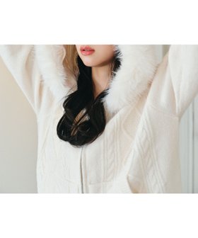 【ヘザー/Heather】のファーフードニット 人気、トレンドファッション・服の通販 founy(ファニー) ファッション Fashion レディースファッション Fashion for Women トップス・カットソー Cut & Sew Tops ニット Knit Tops & Sweaters ダブル Double, Double-Breasted チェック Check, Plaid, Tartan フロント Front, Front Design エレガント 上品 Elegant 冬 Winter / This Winter |ID:prp329100004797095