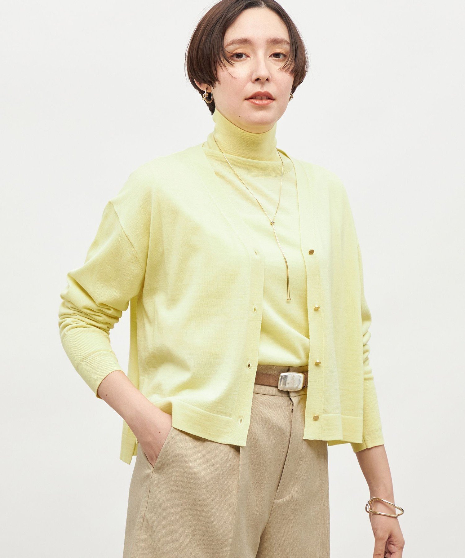 【ノーリーズ/NOLLEY'S】の《手洗い可能》《アンサンブル対応》18G天竺ゆったりVネックカーディガン インテリア・キッズ・メンズ・レディースファッション・服の通販 founy(ファニー) 　ファッション　Fashion　レディースファッション　Fashion for Women　トップス・カットソー　Cut & Sew Tops　カーディガン・羽織り　Layered Style Cardigans　アンサンブルニット　Knit Ensembles & Twin Sets　Vネックトップス　V-Neck Tops / V-Cut Neckline Shirts　アンサンブル　Ensemble Set　イエロー　Yellow　カーディガン　Cardigan, Knitwear　ハイネック　High Neck, Mock Neck　ベーシック　Basic, Essential　おすすめ　Recommended / Our Picks　2025年　2025　2025-2026秋冬・A/W　Autumn/Winter 2025–26 AW25–26　イエロー|ID: prp329100004797151 ipo3291000000035112709