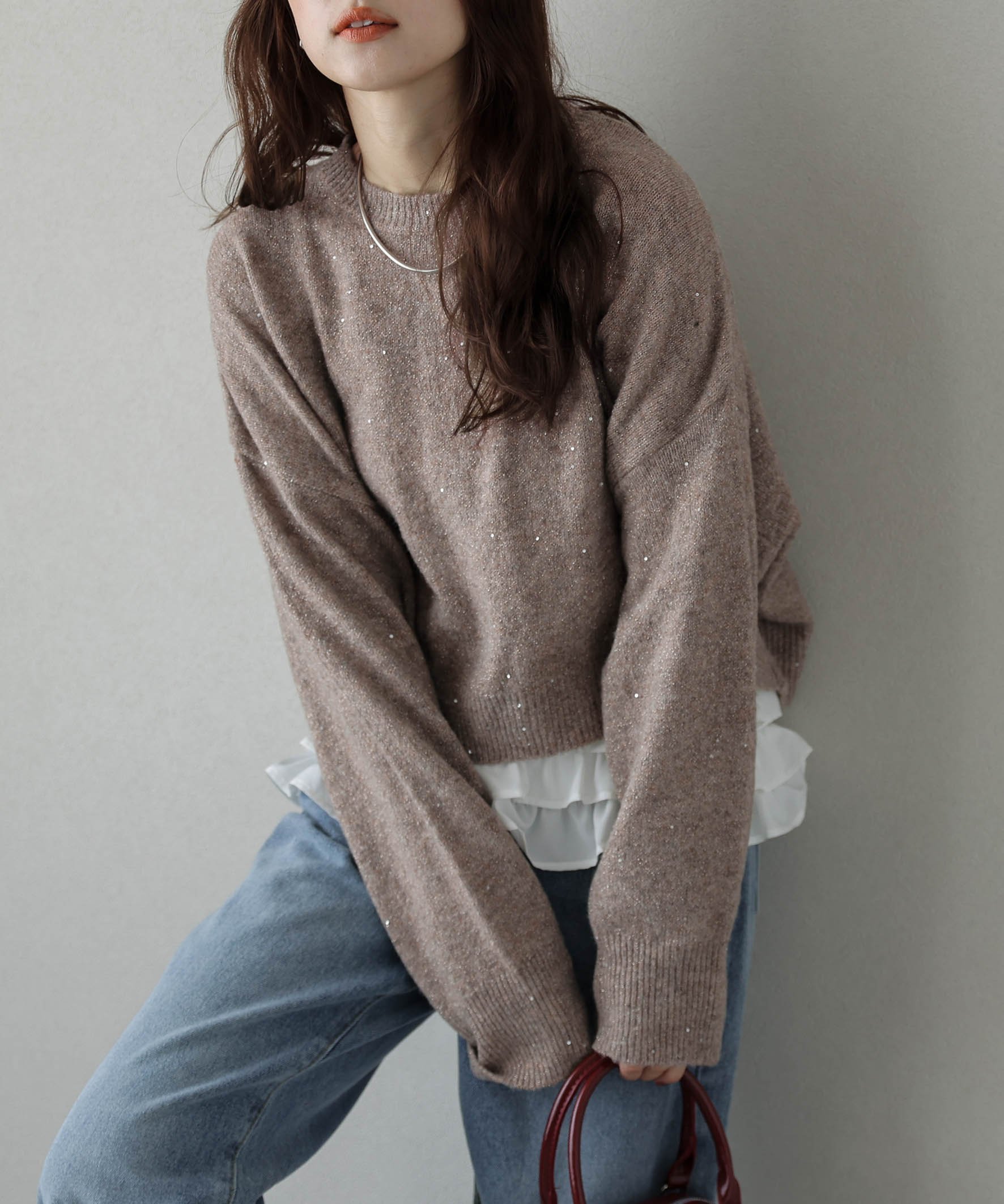 【ラジュール/Lajour】のスパンコールラメニット 人気、トレンドファッション・服の通販 founy(ファニー) 　ファッション　Fashion　レディースファッション　Fashion for Women　トップス・カットソー　Cut & Sew Tops　ニット　Knit Tops & Sweaters　2025年　2025　2025-2026秋冬・A/W　Autumn/Winter 2025–26 AW25–26　クロップド　Cropped, Short Length　ショート　Short, Short Length　シンプル　Simple, Minimal　スパンコール　Sequins, Sequin Embellishment　バランス　Balance, Style Balance　エレガント 上品　Elegant　 other-1|ID: prp329100004797161 ipo3291000000035022121