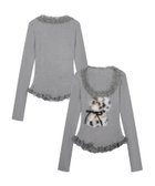 【アイモハ/aimoha】の【HOOK】for girls ファーフリルトップス 人気、トレンドファッション・服の通販 founy(ファニー) ファッション Fashion レディースファッション Fashion for Women トップス・カットソー Cut & Sew Tops インナー Innerwear ガーリー Girly, Feminine Style デニム Denim, Jeans Material フィット Fit, Slim Fit フェミニン Feminine, Girly フリル Frill, Ruffle フレア Flare, Flared フロント Front, Front Design モチーフ Motif, Design Theme リボン Ribbon, Bow thumbnail グレー|ID: prp329100004797584 ipo3291000000034889080