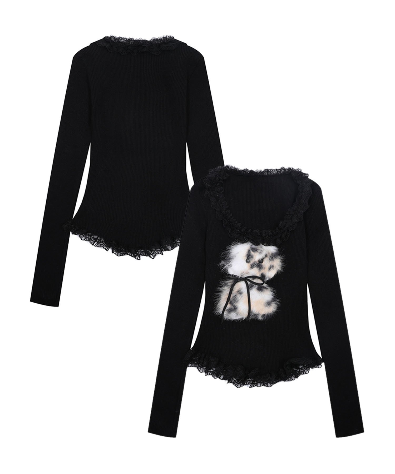 【アイモハ/aimoha】の【HOOK】for girls ファーフリルトップス インテリア・キッズ・メンズ・レディースファッション・服の通販 founy(ファニー) ファッション Fashion レディースファッション Fashion for Women トップス・カットソー Cut & Sew Tops インナー Innerwear ガーリー Girly, Feminine Style デニム Denim, Jeans Material フィット Fit, Slim Fit フェミニン Feminine, Girly フリル Frill, Ruffle フレア Flare, Flared フロント Front, Front Design モチーフ Motif, Design Theme リボン Ribbon, Bow ブラック|ID: prp329100004797584 ipo3291000000034889084