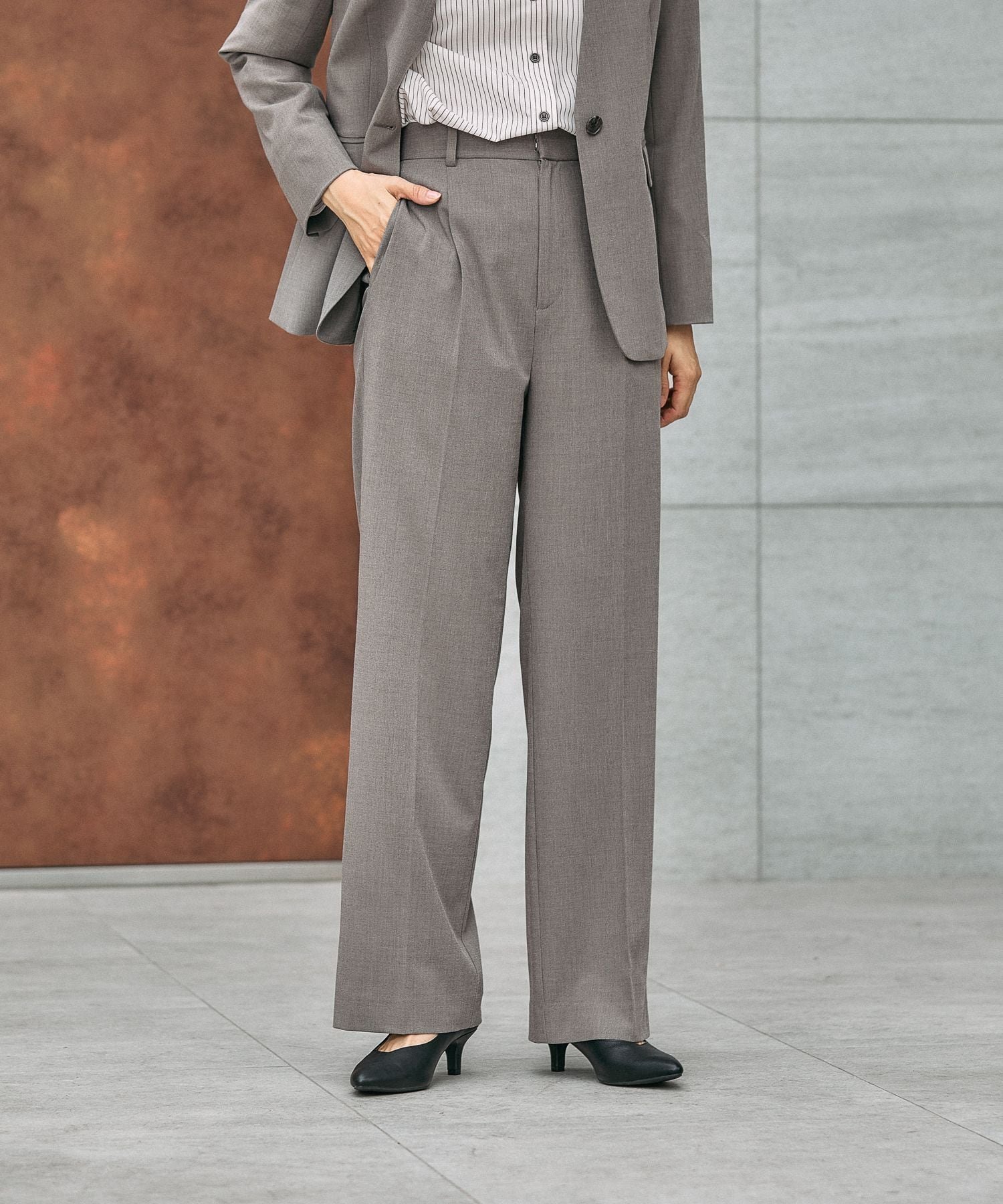 【グローバルワーク/GLOBAL WORK】のウツクシルエットワイドストレート/581010 インテリア・キッズ・メンズ・レディースファッション・服の通販 founy(ファニー) ファッション Fashion レディースファッション Fashion for Women 春 Spring ジャケット Jacket, Outerwear ストレッチ Stretch, Stretchy Fabric セットアップ Set-Up, Coordinated Outfit センター Center, Center Line ダブル Double, Double-Breasted ツイル Twist, Twisted Detail 定番 Standard, Basic Item 人気 Popular, Best Seller フォーマル Formal, Dressy 楽ちん Easy Fit, Comfortable ワイド Wide, Wide Fit おすすめ Recommended / Our Picks セレモニー Ceremony モカ54|ID: prp329100004797618 ipo3291000000034867948