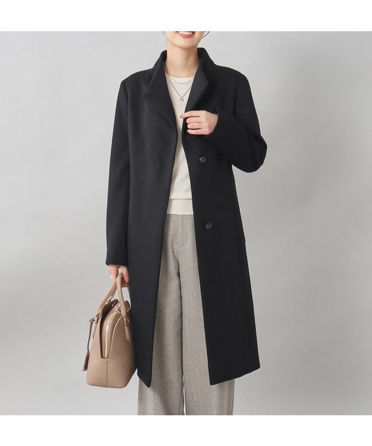 【アンタイトル/UNTITLED】の【日本製/2WAY衿】スタンドカラー ロングコート インテリア・キッズ・メンズ・レディースファッション・服の通販 founy(ファニー) 　ファッション　Fashion　レディースファッション　Fashion for Women　アウター　Coat / Outerwear Collection　コート・ロングコート・ピーコート　Long Coats, Peacoats & More　キュプラ　Cupro, Eco Fabric　スタンド　Stand Collar, Upright Stand　ストライプ　Stripe, Striped Pattern　チェーン　Chain, Chain Strap　ロング　Long, Long-Length　エレガント 上品　Elegant　定番　Standard, Basic Item　日本製　Made In Japan　ブラック|ID: prp329100004797635 ipo3291000000034809725