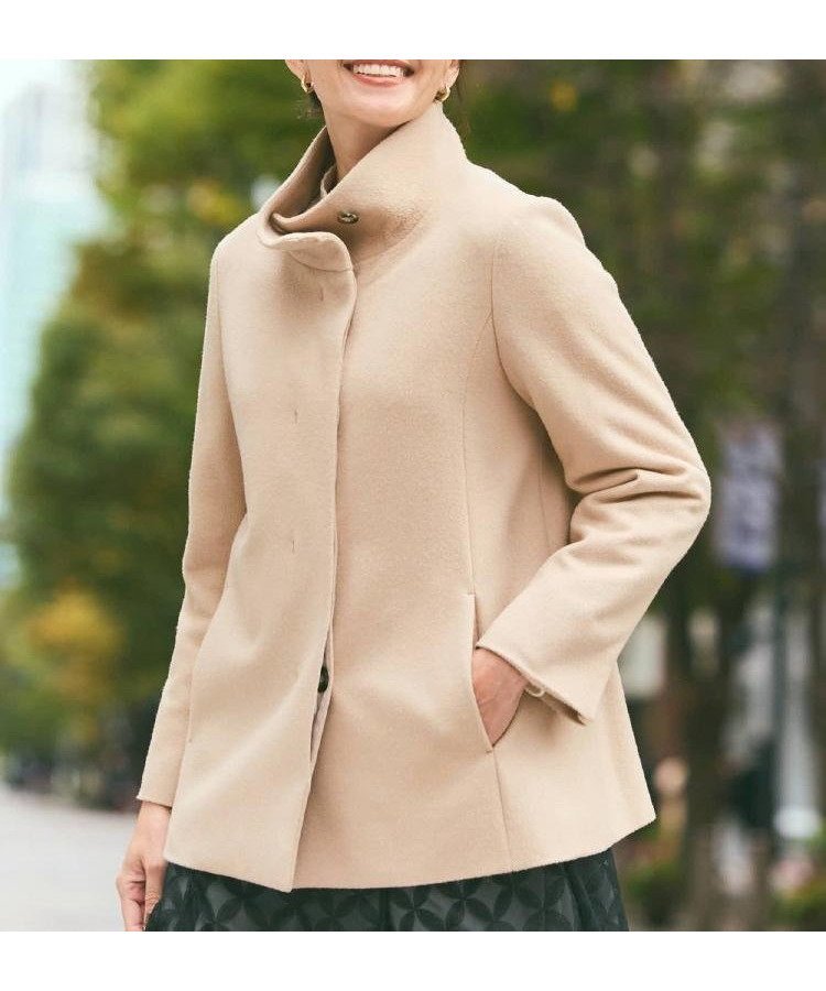 【リフレクト/Reflect】の【衿が顔に当たらない◎】スタンドネックミドルコート インテリア・キッズ・メンズ・レディースファッション・服の通販 founy(ファニー) 　ファッション　Fashion　レディースファッション　Fashion for Women　アウター　Coat / Outerwear Collection　コート・ロングコート・ピーコート　Long Coats, Peacoats & More　アンゴラ　Angora Knitwear　シェイプ　Shape, Slim Fit　スマート　Smart, Elegant　ポケット　Pocket, Pocket Detail　エレガント 上品　Elegant　定番　Standard, Basic Item　ベージュ|ID: prp329100004797651 ipo3291000000035018689