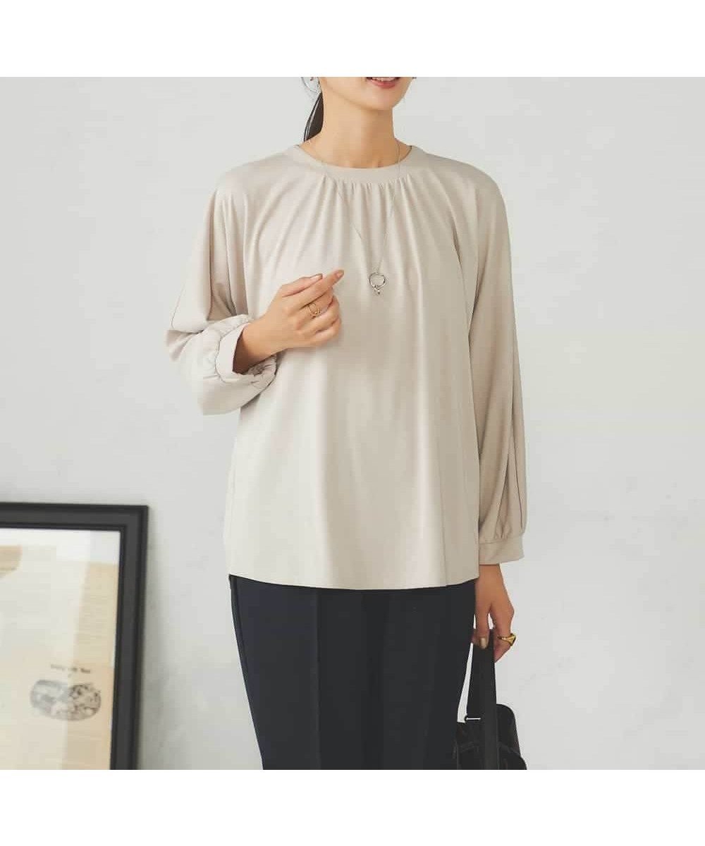 【アー ヴェー ヴェー/a.v.v】のギャザーネックドルマントップス インテリア・キッズ・メンズ・レディースファッション・服の通販 founy(ファニー) 　ファッション　Fashion　レディースファッション　Fashion for Women　トップス・カットソー　Cut & Sew Tops　インナー　Innerwear　秋　Autumn　カットソー　Cut and Sewn Top　今季　This Season, Current Season　ジャケット　Jacket, Outerwear　人気　Popular, Best Seller　ベスト　Vest, Waistcoat　ベーシック　Basic, Essential　ボトム　Bottoms, Lower Wear　再入荷　Restock / Back in Stock　エレガント 上品　Elegant　ビジネス 仕事 通勤　Business / Work / Commuting　グレージュ|ID: prp329100004797665 ipo3291000000034809966