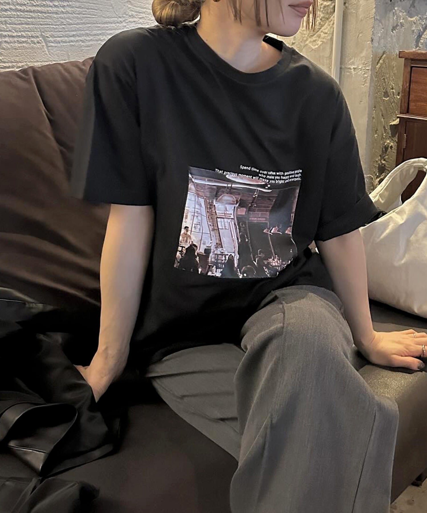 【セレクトモカ/SELECT MOCA】のアソートプリントオーバーサイズTシャツ インテリア・キッズ・メンズ・レディースファッション・服の通販 founy(ファニー) 　ファッション　Fashion　レディースファッション　Fashion for Women　トップス・カットソー　Cut & Sew Tops　シャツ・ブラウス・オフィスカジュアル　Elegant Blouses & Button-Ups　ロングTシャツ・Tシャツ　Longline T-Shirts & Tees　インナー　Innerwear　コンパクト　Compact, Small Size　シンプル　Simple, Minimal　ジャケット　Jacket, Outerwear　スラックス　Slacks, Dress Pants　ワーク　Workwear, Utility Style　おすすめ　Recommended / Our Picks　ブラック系その他1-04|ID: prp329100004797670 ipo3291000000034809994