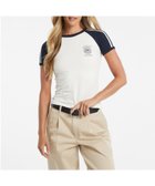 【ゲス/GUESS】のGUESS JEANS 半袖 TシャツSlim Stripes Tee 人気、トレンドファッション・服の通販 founy(ファニー) ファッション Fashion レディースファッション Fashion for Women トップス・カットソー Cut & Sew Tops シャツ・ブラウス・オフィスカジュアル Elegant Blouses & Button-Ups ロングTシャツ・Tシャツ Longline T-Shirts & Tees コンパクト Compact, Small Size ショルダー Shoulder, Shoulder Strap ショート Short, Short Length ストライプ Stripe, Striped Pattern スリム Slim, Slim Fit スリーブ Sleeve, Long Sleeve / Short Sleeve デニム Denim, Jeans Material 人気 Popular, Best Seller 半袖 Short Sleeve, Half Sleeve ミックス Mix, Mixed Style ワイド Wide, Wide Fit thumbnail ホワイト系その他|ID: prp329100004797686 ipo3291000000035140114