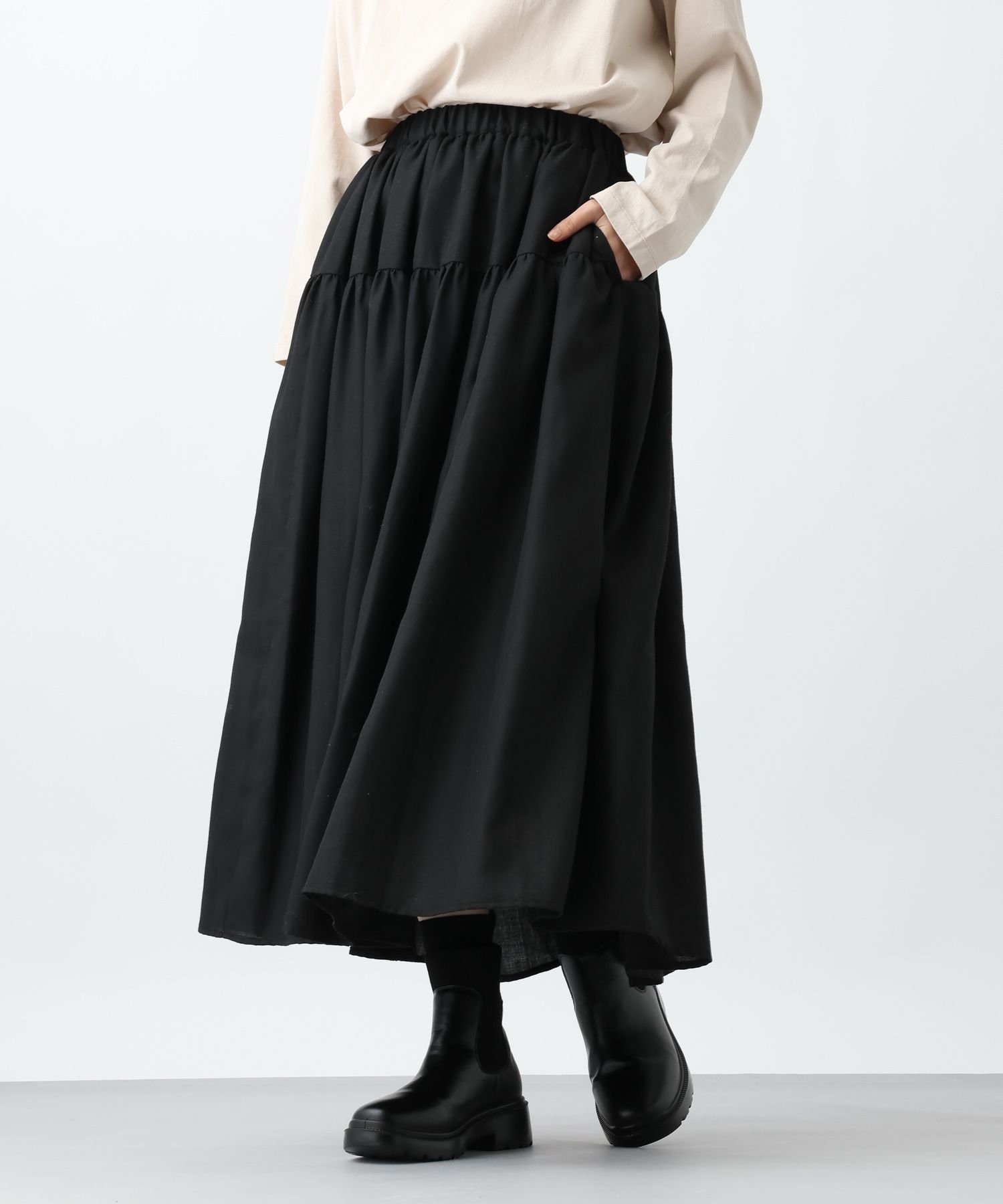 【スタディオ クリップ/studio CLIP】の《natural by clip》TWティアードスカート インテリア・キッズ・メンズ・レディースファッション・服の通販 founy(ファニー) 　ファッション　Fashion　レディースファッション　Fashion for Women　スカート　Skirts　ティアードスカート　Tiered Skirts　おすすめ　Recommended / Our Picks　スウェット / スエット　Sweatshirt, Sweatwear　ティアードスカート　Tiered Skirt, Flounced Skirt　ブラック19|ID: prp329100004797694 ipo3291000000035188068