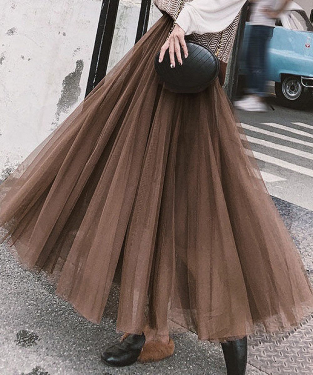【ミニミニストア/miniministore】のチュールスカート ロング インテリア・キッズ・メンズ・レディースファッション・服の通販 founy(ファニー) ファッション Fashion レディースファッション Fashion for Women スカート Skirts フェミニン Feminine, Girly ロング Long, Long-Length エレガント 上品 Elegant 夏 Summer 春 Spring S/S・春夏 SS, Spring/Summer, Warm Season 楽ちん Easy Fit, Comfortable ブラウン|ID: prp329100004797729 ipo3291000000034810467