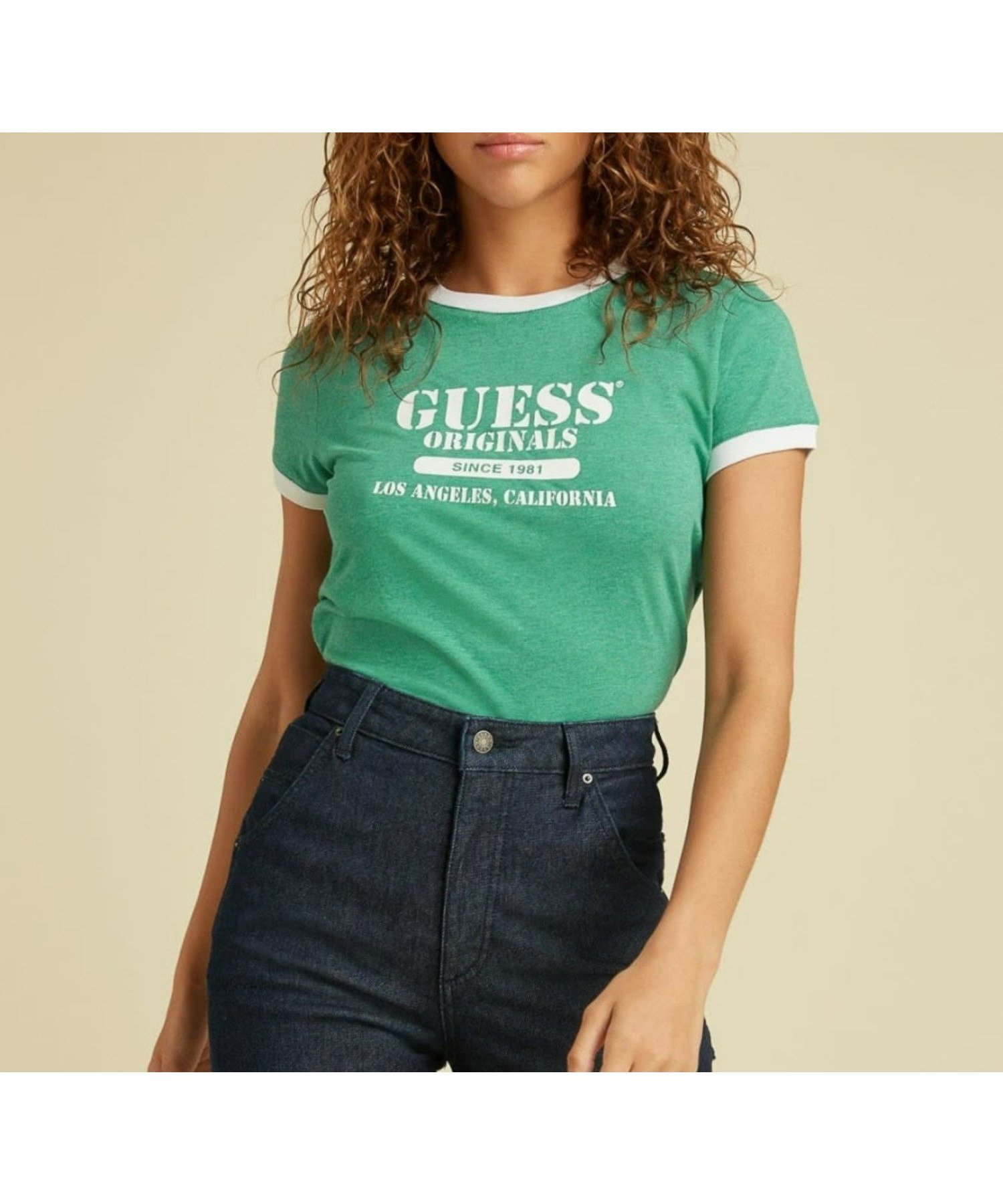 【ゲス/GUESS】のGUESS トップスHeather Ringer Tee インテリア・キッズ・メンズ・レディースファッション・服の通販 founy(ファニー) ファッション Fashion レディースファッション Fashion for Women トップス・カットソー Cut & Sew Tops インナー Innerwear コレクション Collection, Seasonal Line ジーンズ Jeans, Denim Pants フロント Front, Front Design グリーン|ID: prp329100004797800 ipo3291000000034811097