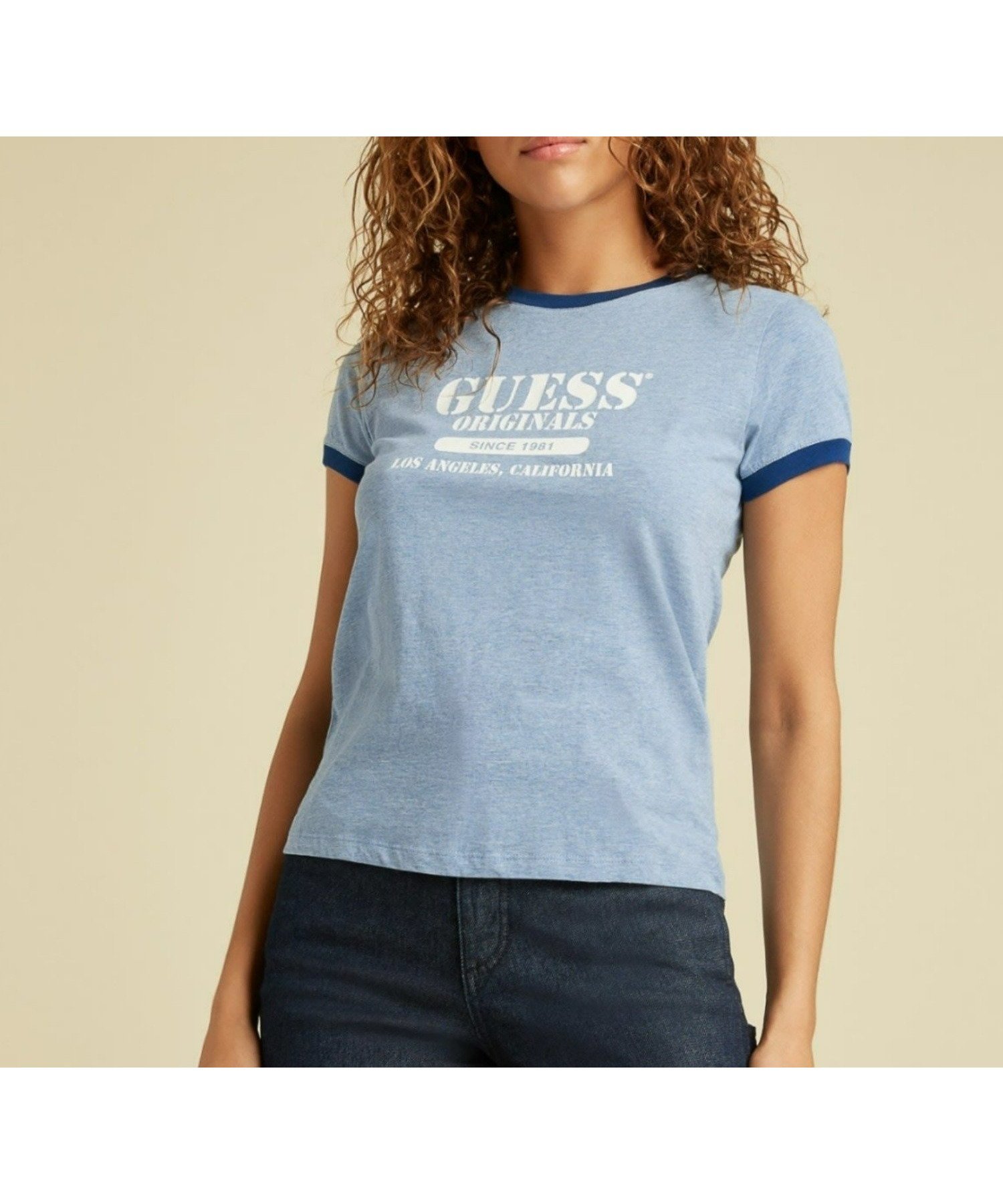 【ゲス/GUESS】のGUESS トップスHeather Ringer Tee インテリア・キッズ・メンズ・レディースファッション・服の通販 founy(ファニー) ファッション Fashion レディースファッション Fashion for Women トップス・カットソー Cut & Sew Tops インナー Innerwear コレクション Collection, Seasonal Line ジーンズ Jeans, Denim Pants フロント Front, Front Design ライトブルー|ID: prp329100004797800 ipo3291000000034811101