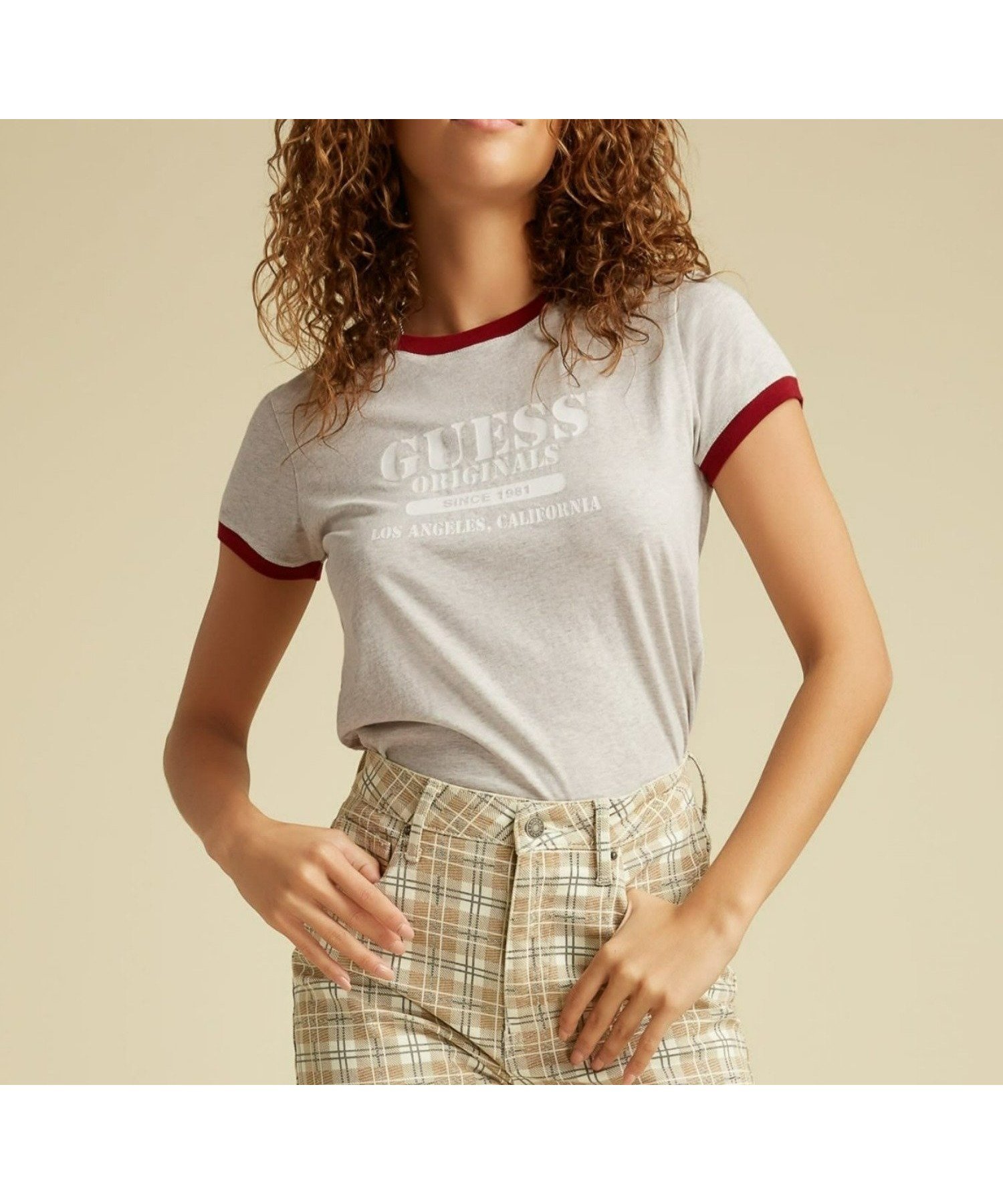 【ゲス/GUESS】のGUESS トップスHeather Ringer Tee インテリア・キッズ・メンズ・レディースファッション・服の通販 founy(ファニー) ファッション Fashion レディースファッション Fashion for Women トップス・カットソー Cut & Sew Tops インナー Innerwear コレクション Collection, Seasonal Line ジーンズ Jeans, Denim Pants フロント Front, Front Design ライトベージュ|ID: prp329100004797800 ipo3291000000034811103