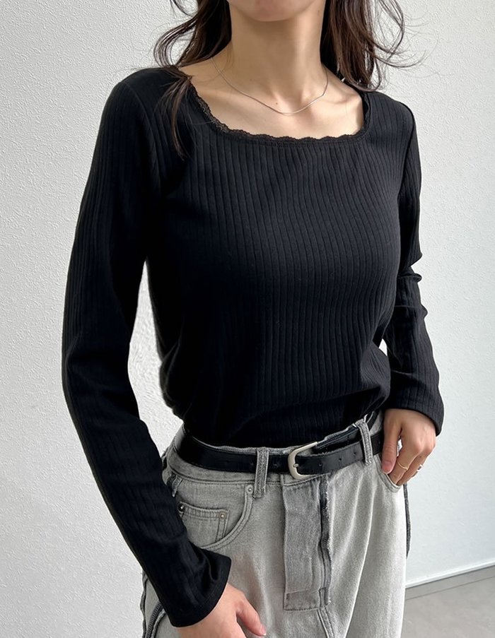 【リエディ/Re:EDIT】のレーストリムワイドリブカットソー インテリア・キッズ・メンズ・レディースファッション・服の通販 founy(ファニー) https://founy.com/ ファッション Fashion レディースファッション Fashion for Women トップス・カットソー Cut & Sew Tops カットソー・ベーシックTシャツ Cut-and-Sewn Tops / Stretch Tees & Basics おすすめ Recommended / Our Picks インナー Innerwear シンプル Simple, Minimal ジャケット Jacket, Outerwear デコルテ Décolleté, Neckline デニム Denim, Jeans Material レース Lace, Lace Fabric |ID: prp329100004797803 ipo3291000000034811116