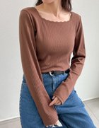 【リエディ/Re:EDIT】のレーストリムワイドリブカットソー ブラウン|ID: prp329100004797803 ipo3291000000034811119