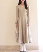 【セゾンドパピヨン/SAISON DE PAPILLON】のポンチ素材Vネックゴアードワンピース 人気、トレンドファッション・服の通販 founy(ファニー) ファッション Fashion レディースファッション Fashion for Women ワンピース Dresses シェイプ Shape, Slim Fit シンプル Simple, Minimal フレア Flare, Flared thumbnail ベージュ|ID: prp329100004797821 ipo3291000000034872375