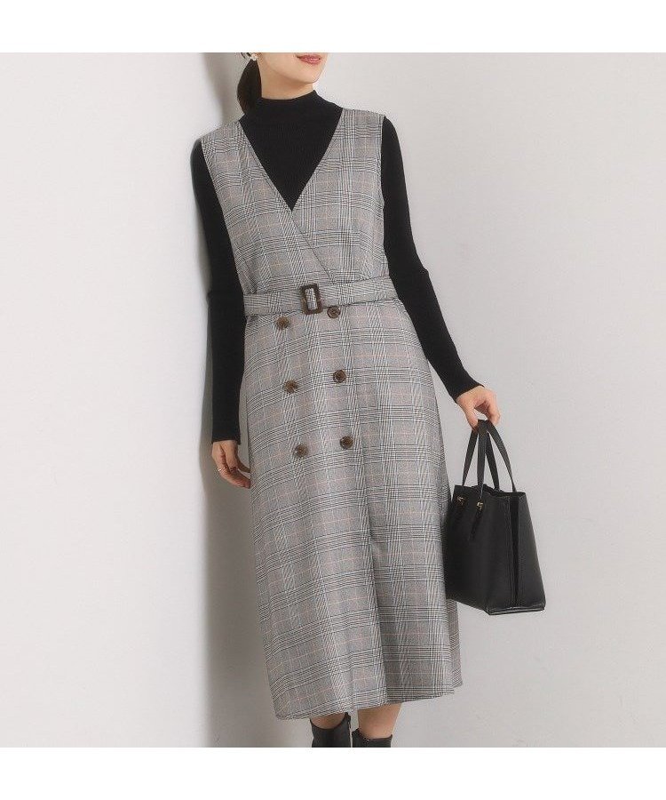 【イッツデモ/ITS' DEMO】の【手洗い可】チェック柄ジャンスカ 人気、トレンドファッション・服の通販 founy(ファニー) 　ファッション　Fashion　レディースファッション　Fashion for Women　クラシカル　Classical, Vintage-Inspired　シェイプ　Shape, Slim Fit　スマート　Smart, Elegant　チェック　Check, Plaid, Tartan　フェイク　Faux, Fake　フロント　Front, Front Design　ポケット　Pocket, Pocket Detail　冬　Winter / This Winter　再入荷　Restock / Back in Stock　おすすめ　Recommended / Our Picks　 other-1|ID: prp329100004797829 ipo3291000000034937350