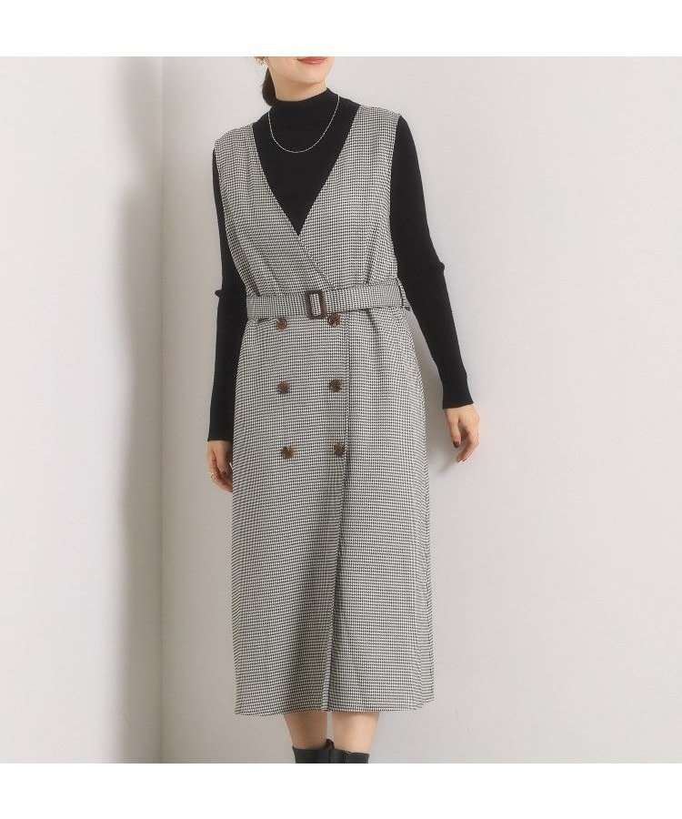 【イッツデモ/ITS' DEMO】の【手洗い可】チェック柄ジャンスカ インテリア・キッズ・メンズ・レディースファッション・服の通販 founy(ファニー) 　ファッション　Fashion　レディースファッション　Fashion for Women　クラシカル　Classical, Vintage-Inspired　シェイプ　Shape, Slim Fit　スマート　Smart, Elegant　チェック　Check, Plaid, Tartan　フェイク　Faux, Fake　フロント　Front, Front Design　ポケット　Pocket, Pocket Detail　冬　Winter / This Winter　再入荷　Restock / Back in Stock　おすすめ　Recommended / Our Picks　ブラック|ID: prp329100004797829 ipo3291000000034937352