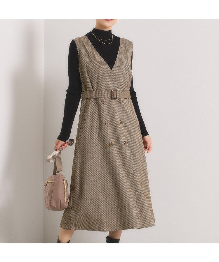 【イッツデモ/ITS' DEMO】の【手洗い可】チェック柄ジャンスカ インテリア・キッズ・メンズ・レディースファッション・服の通販 founy(ファニー) 　ファッション　Fashion　レディースファッション　Fashion for Women　クラシカル　Classical, Vintage-Inspired　シェイプ　Shape, Slim Fit　スマート　Smart, Elegant　チェック　Check, Plaid, Tartan　フェイク　Faux, Fake　フロント　Front, Front Design　ポケット　Pocket, Pocket Detail　冬　Winter / This Winter　再入荷　Restock / Back in Stock　おすすめ　Recommended / Our Picks　ブラウン|ID: prp329100004797829 ipo3291000000034937353