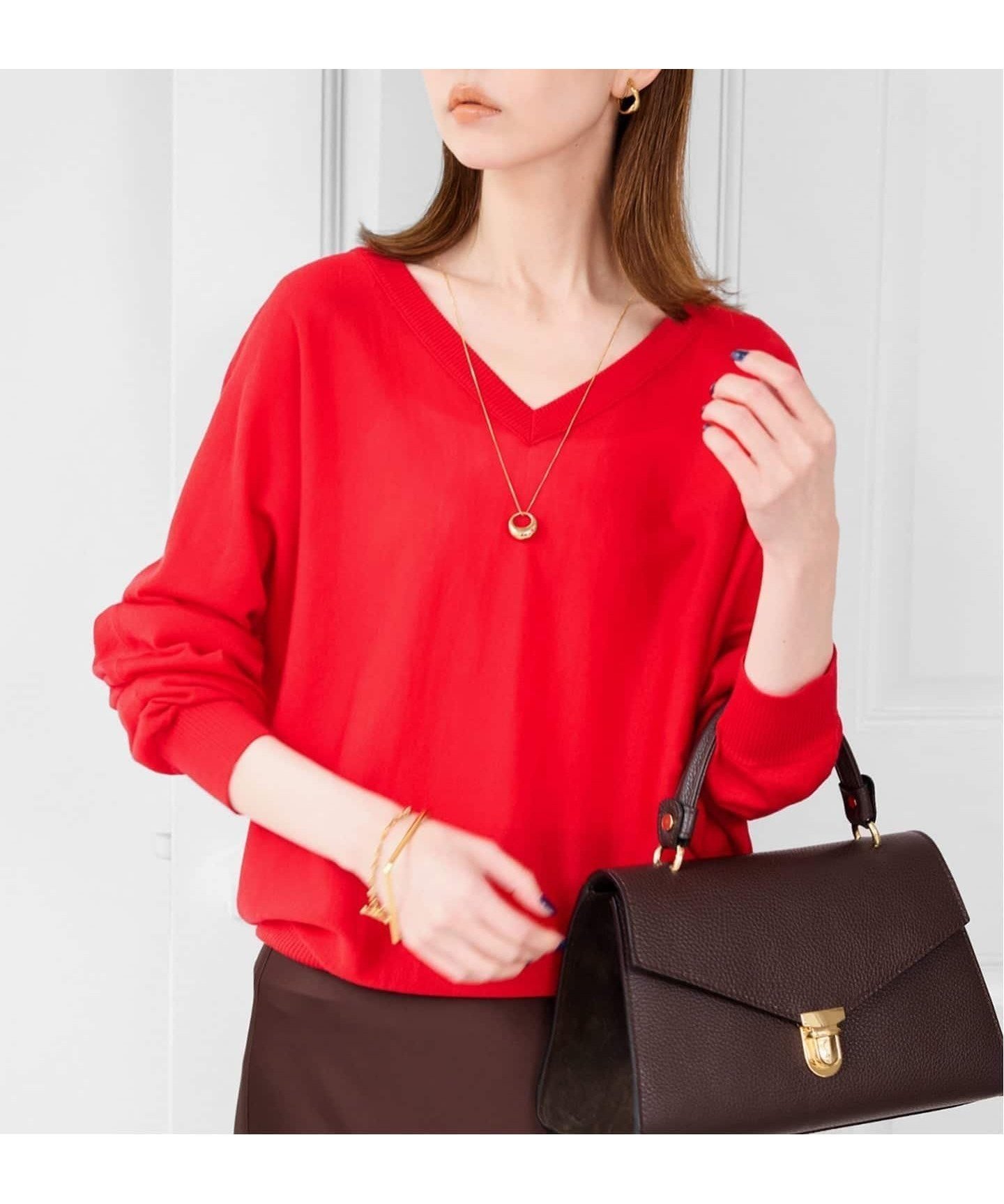 【スローブ イエナ/SLOBE IENA】のウォッシャブルドルマンVネックプルオーバー インテリア・キッズ・メンズ・レディースファッション・服の通販 founy(ファニー) 　ファッション　Fashion　レディースファッション　Fashion for Women　トップス・カットソー　Cut & Sew Tops　カジュアルプルオーバー・ニットトップス　Pullovers & Knit Tops / Casual Pullovers　Vネックトップス　V-Neck Tops / V-Cut Neckline Shirts　2025年　2025　2025-2026秋冬・A/W　Autumn/Winter 2025–26 AW25–26　カットソー　Cut and Sewn Top　シアー　Sheer, See-Through　トレンド　Trend, Trending Now　人気　Popular, Best Seller　レッド|ID: prp329100004797876 ipo3291000000034811654