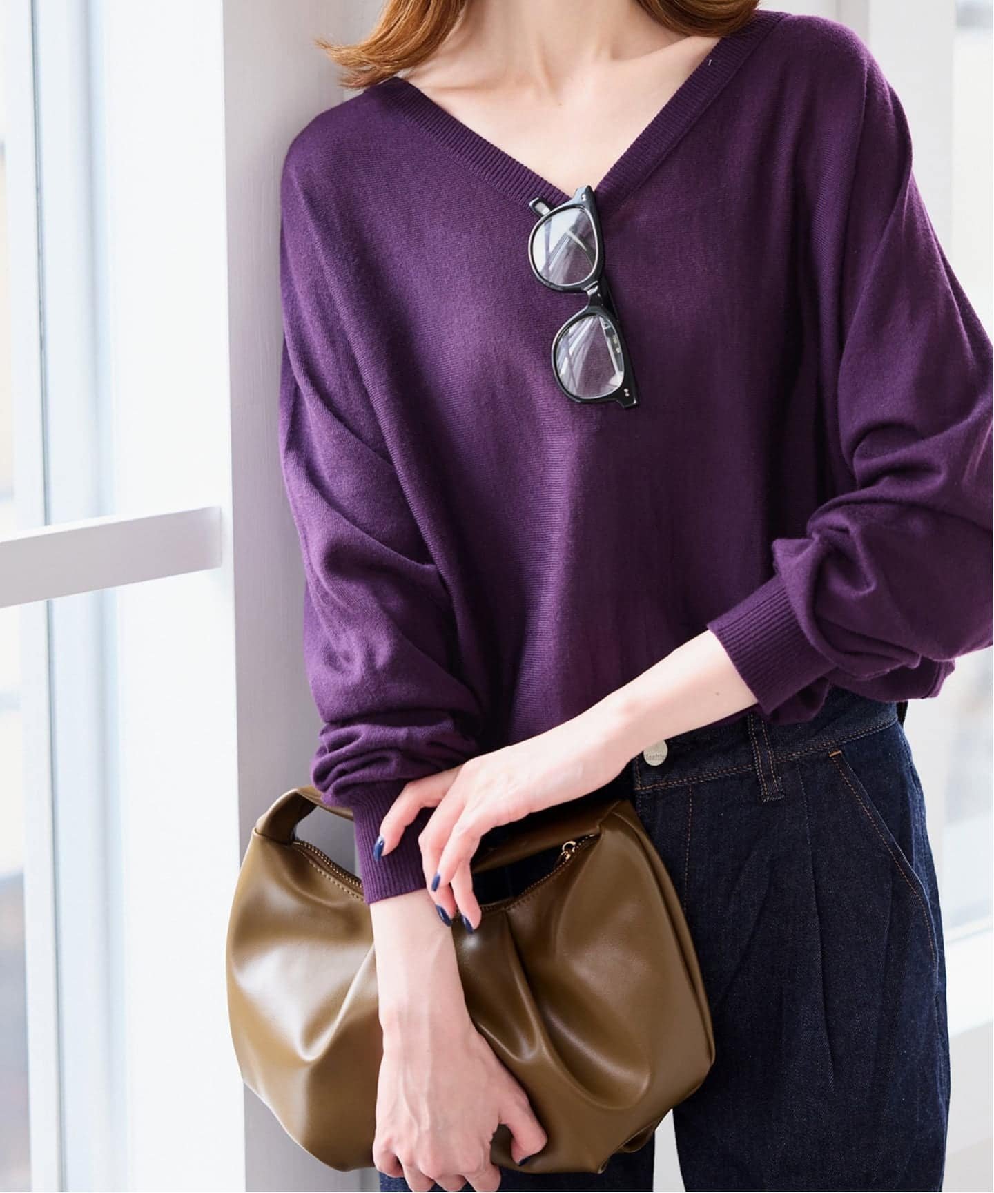 【スローブ イエナ/SLOBE IENA】のウォッシャブルドルマンVネックプルオーバー インテリア・キッズ・メンズ・レディースファッション・服の通販 founy(ファニー) 　ファッション　Fashion　レディースファッション　Fashion for Women　トップス・カットソー　Cut & Sew Tops　カジュアルプルオーバー・ニットトップス　Pullovers & Knit Tops / Casual Pullovers　Vネックトップス　V-Neck Tops / V-Cut Neckline Shirts　2025年　2025　2025-2026秋冬・A/W　Autumn/Winter 2025–26 AW25–26　カットソー　Cut and Sewn Top　シアー　Sheer, See-Through　トレンド　Trend, Trending Now　人気　Popular, Best Seller　パープル|ID: prp329100004797876 ipo3291000000034811660