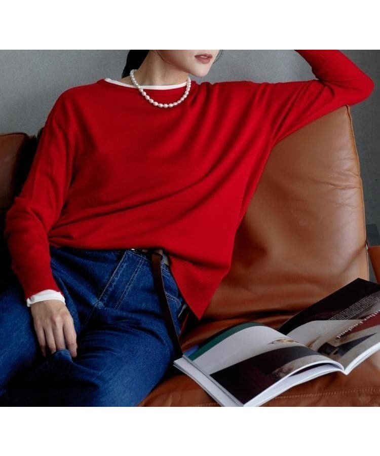 【アンタイトル/UNTITLED】の【8色展開/体型カバー】魅せる タイムレスニット インテリア・キッズ・メンズ・レディースファッション・服の通販 founy(ファニー) 　ファッション　Fashion　レディースファッション　Fashion for Women　トップス・カットソー　Cut & Sew Tops　ニット　Knit Tops & Sweaters　今季　This Season, Current Season　シンプル　Simple, Minimal　スマート　Smart, Elegant　ドレープ　Drape, Draping Fabric　リラックス　Relax, Relaxed Fit　おすすめ　Recommended / Our Picks　ビジネス 仕事 通勤　Business / Work / Commuting　レッド|ID: prp329100004797891 ipo3291000000034811837