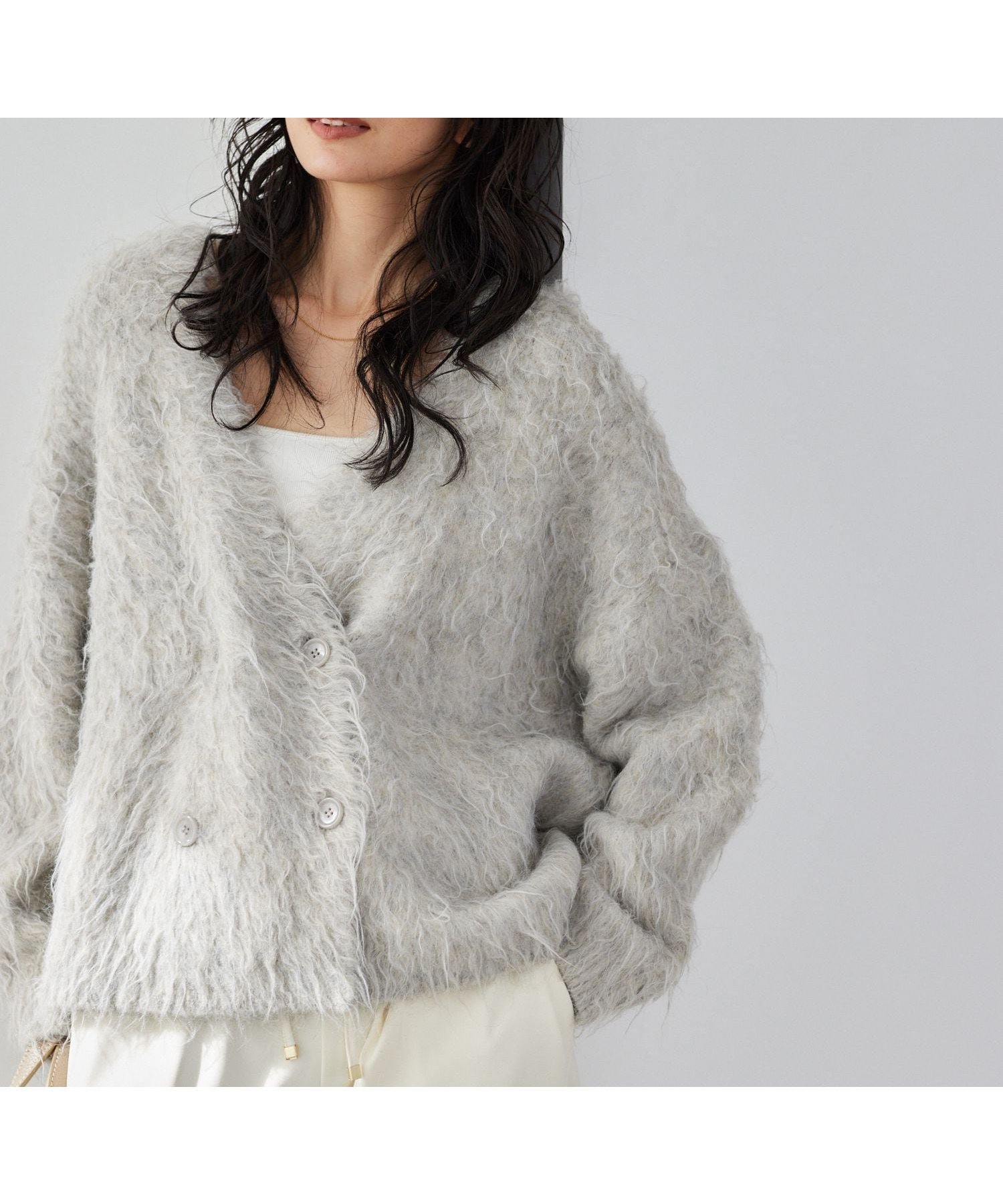 【バンヤードストーム/BARNYARDSTORM】のダブルボタンカーディガン【WEB限定カラー】 インテリア・キッズ・メンズ・レディースファッション・服の通販 founy(ファニー) 　ファッション　Fashion　レディースファッション　Fashion for Women　トップス・カットソー　Cut & Sew Tops　カーディガン・羽織り　Layered Style Cardigans　インナー　Innerwear　スーツ　Suit, Formalwear　ダブル　Double, Double-Breasted　パーカー　Hoodie, Parka　フェミニン　Feminine, Girly　冬　Winter / This Winter　ライトグレー12|ID: prp329100004797893 ipo3291000000035162441