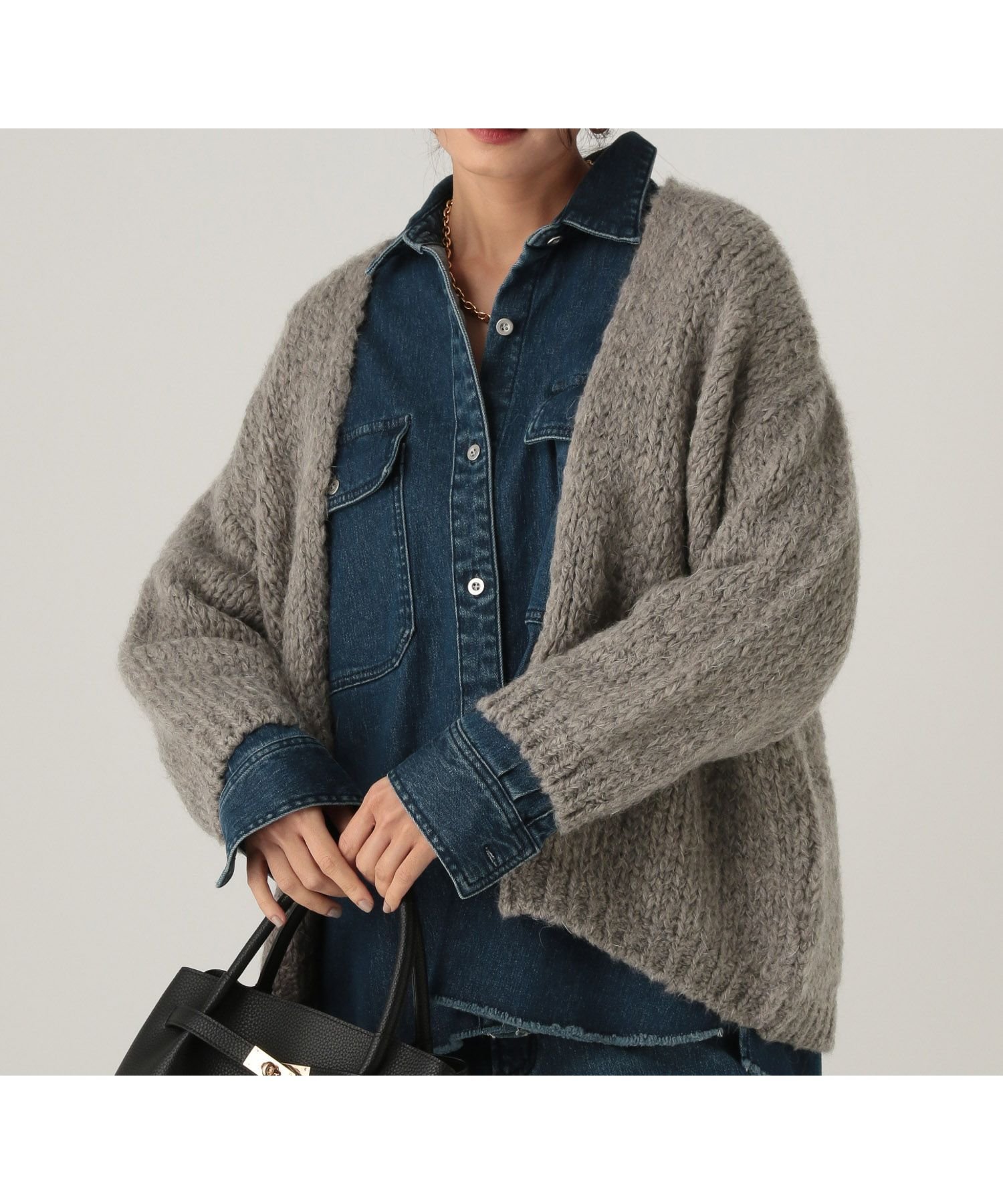 【エルーラ/Elura】の≪Tricots Jean Marc≫ガウンモヘア混カーディガン/430927 インテリア・キッズ・メンズ・レディースファッション・服の通販 founy(ファニー) 　ファッション　Fashion　レディースファッション　Fashion for Women　トップス・カットソー　Cut & Sew Tops　カーディガン・羽織り　Layered Style Cardigans　アクリル　Acrylic Material　インナー　Innerwear　エレガント 上品　Elegant　カーディガン　Cardigan, Knitwear　ガウン　Gown, Robe　デニム　Denim, Jeans Material　フランス　France, French　リラックス　Relax, Relaxed Fit　ワイド　Wide, Wide Fit　A/W・秋冬　Autumn/Winter　グレー15|ID: prp329100004797954 ipo3291000000035226094