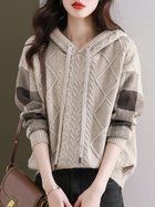 【ドゥーベル/Doux Belle】のケーブル編みボーダー袖フード付きニット レディース ニット 人気、トレンドファッション・服の通販 founy(ファニー) ファッション Fashion レディースファッション Fashion for Women トップス・カットソー Cut & Sew Tops ニット Knit Tops & Sweaters 春 Spring 秋 Autumn ストライプ Stripe, Striped Pattern 長袖 Long Sleeve, Full Sleeve ボーダー Border, Stripe ポケット Pocket, Pocket Detail ロング Long, Long-Length 冬 Winter / This Winter A/W・秋冬 Autumn/Winter thumbnail ベージュ|ID: prp329100004797997 ipo3291000000035226781