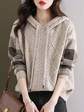 【ドゥーベル/Doux Belle】のケーブル編みボーダー袖フード付きニット レディース ニット 人気、トレンドファッション・服の通販 founy(ファニー) ファッション Fashion レディースファッション Fashion for Women トップス・カットソー Cut & Sew Tops ニット Knit Tops & Sweaters 春 Spring 秋 Autumn ストライプ Stripe, Striped Pattern 長袖 Long Sleeve, Full Sleeve ボーダー Border, Stripe ポケット Pocket, Pocket Detail ロング Long, Long-Length 冬 Winter / This Winter A/W・秋冬 Autumn/Winter |ID:prp329100004797997