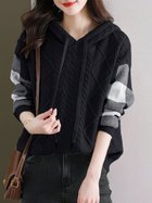 【ドゥーベル/Doux Belle】のケーブル編みボーダー袖フード付きニット レディース ニット 人気、トレンドファッション・服の通販 founy(ファニー) ファッション Fashion レディースファッション Fashion for Women トップス・カットソー Cut & Sew Tops ニット Knit Tops & Sweaters 春 Spring 秋 Autumn ストライプ Stripe, Striped Pattern 長袖 Long Sleeve, Full Sleeve ボーダー Border, Stripe ポケット Pocket, Pocket Detail ロング Long, Long-Length 冬 Winter / This Winter A/W・秋冬 Autumn/Winter thumbnail ブラック|ID: prp329100004797997 ipo3291000000036268178