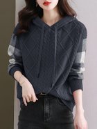 【ドゥーベル/Doux Belle】のケーブル編みボーダー袖フード付きニット レディース ニット 人気、トレンドファッション・服の通販 founy(ファニー) ファッション Fashion レディースファッション Fashion for Women トップス・カットソー Cut & Sew Tops ニット Knit Tops & Sweaters 春 Spring 秋 Autumn ストライプ Stripe, Striped Pattern 長袖 Long Sleeve, Full Sleeve ボーダー Border, Stripe ポケット Pocket, Pocket Detail ロング Long, Long-Length 冬 Winter / This Winter A/W・秋冬 Autumn/Winter thumbnail ダークグレー|ID: prp329100004797997 ipo3291000000036268181