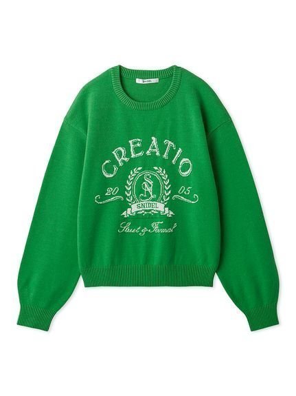 【スナイデル/SNIDEL】のエンブレムロゴニットプルオーバー インテリア・キッズ・メンズ・レディースファッション・服の通販 founy(ファニー) 　ファッション　Fashion　レディースファッション　Fashion for Women　トップス・カットソー　Cut & Sew Tops　ニット　Knit Tops & Sweaters　カジュアルプルオーバー・ニットトップス　Pullovers & Knit Tops / Casual Pullovers　エレガント 上品　Elegant　クラシカル　Classical, Vintage-Inspired　ショルダー　Shoulder, Shoulder Strap　ストレート　Straight, Straight Cut　スマート　Smart, Elegant　ドロップ　Drop Shoulder, Dropped Style　フェミニン　Feminine, Girly　フロント　Front, Front Design　ベーシック　Basic, Essential　リラックス　Relax, Relaxed Fit　おすすめ　Recommended / Our Picks　GRN[024]|ID: prp329100004798028 ipo3291000000034812835